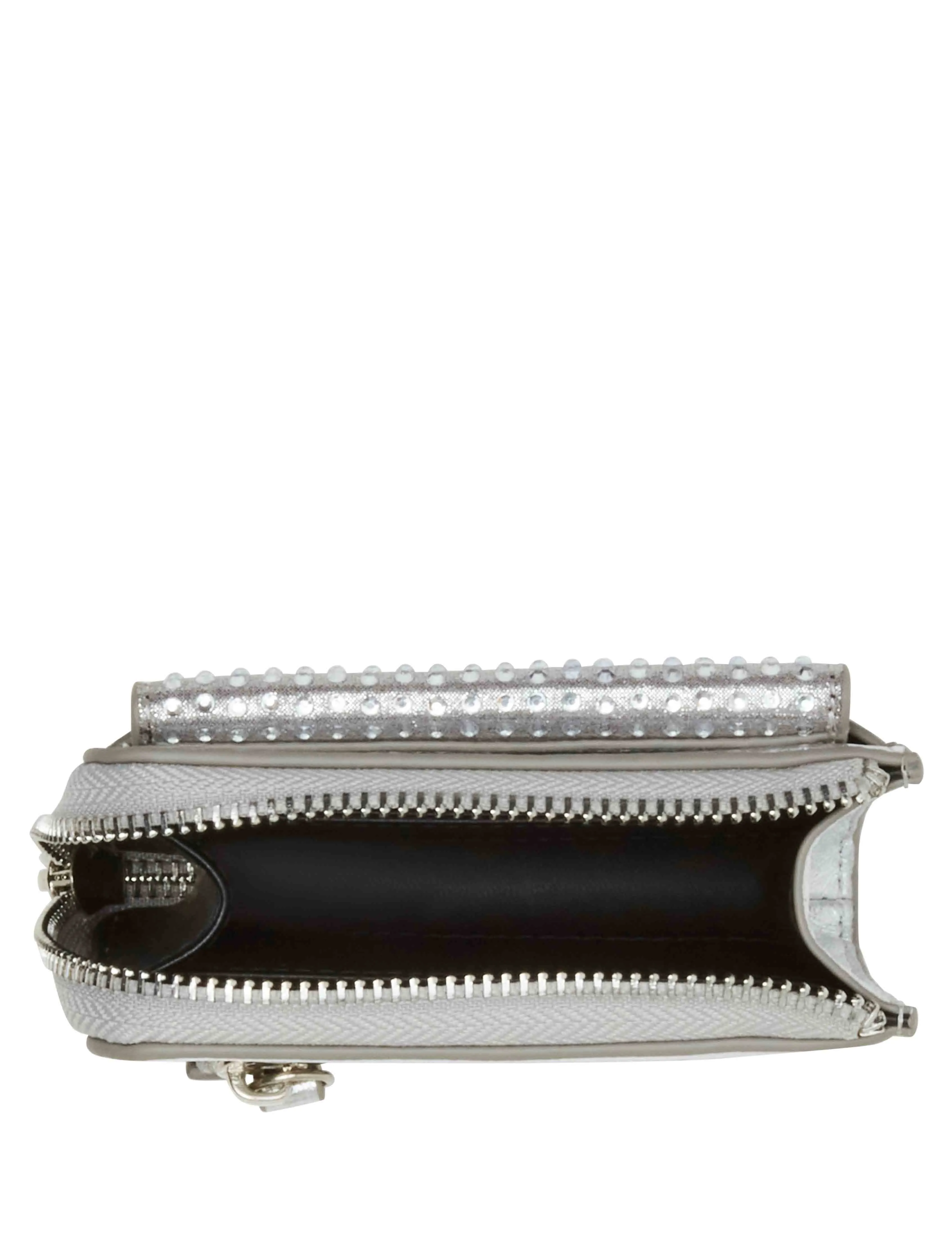 2 Piece Envelope Flap Curved Wallet With Rhinestones