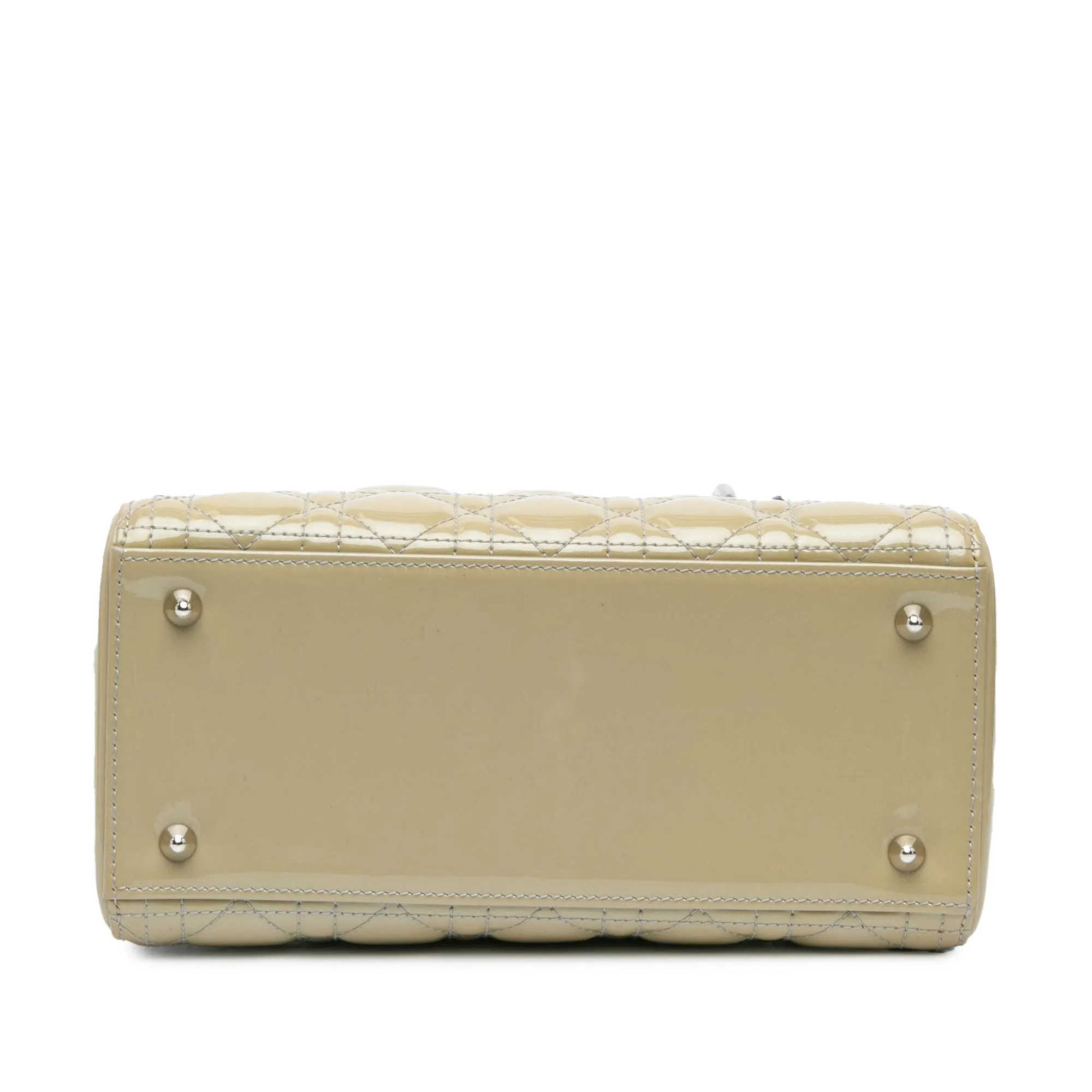 Beige Dior Medium Patent Cannage Lady Dior Satchel