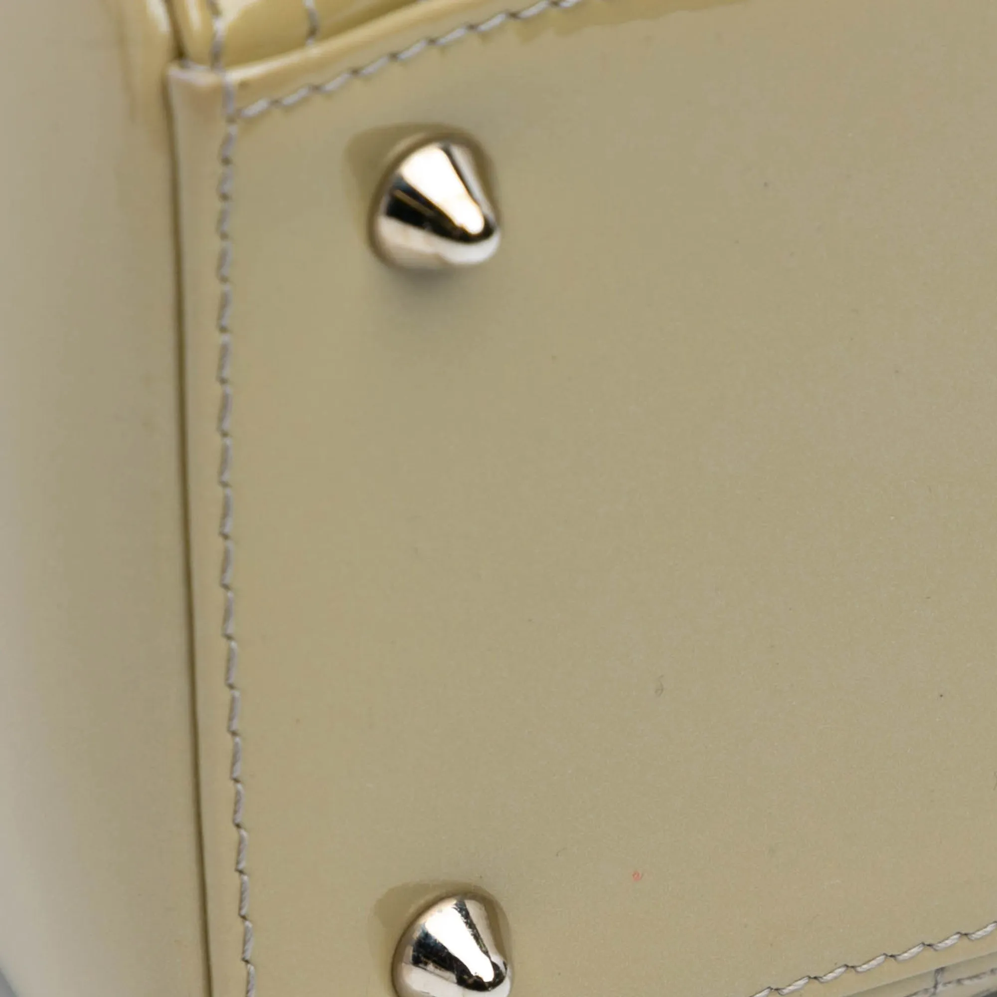 Beige Dior Medium Patent Cannage Lady Dior Satchel