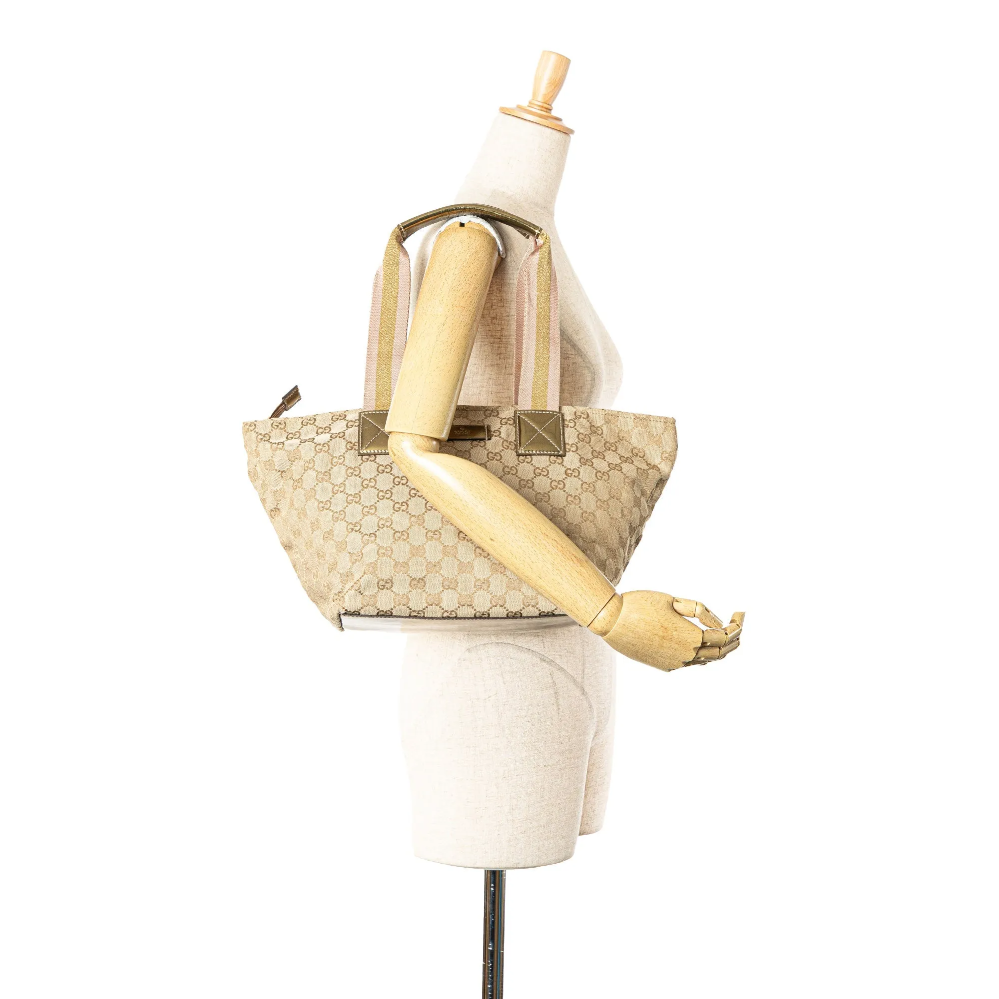 Beige Gucci GG Canvas Web Tote