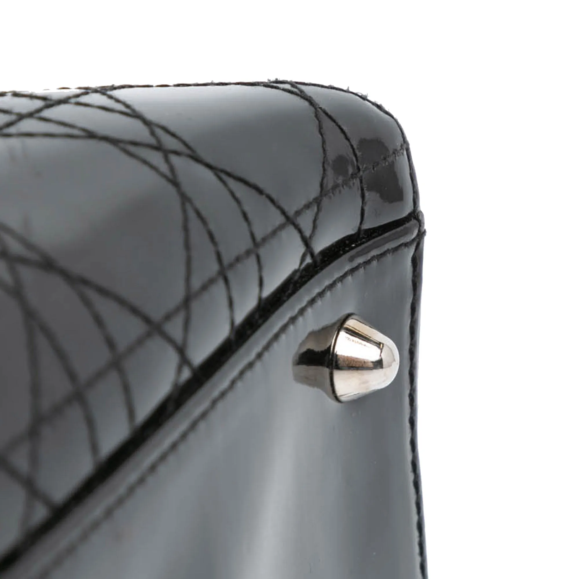 Black Dior Large Patent Cannage Lady Dior Satchel