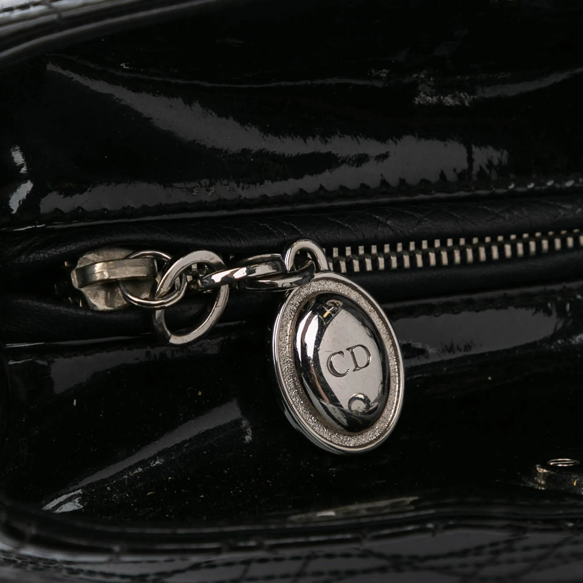 Black Dior Large Patent Cannage Lady Dior Satchel