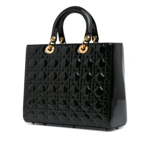 Black Dior Large Patent Cannage Lady Dior Satchel