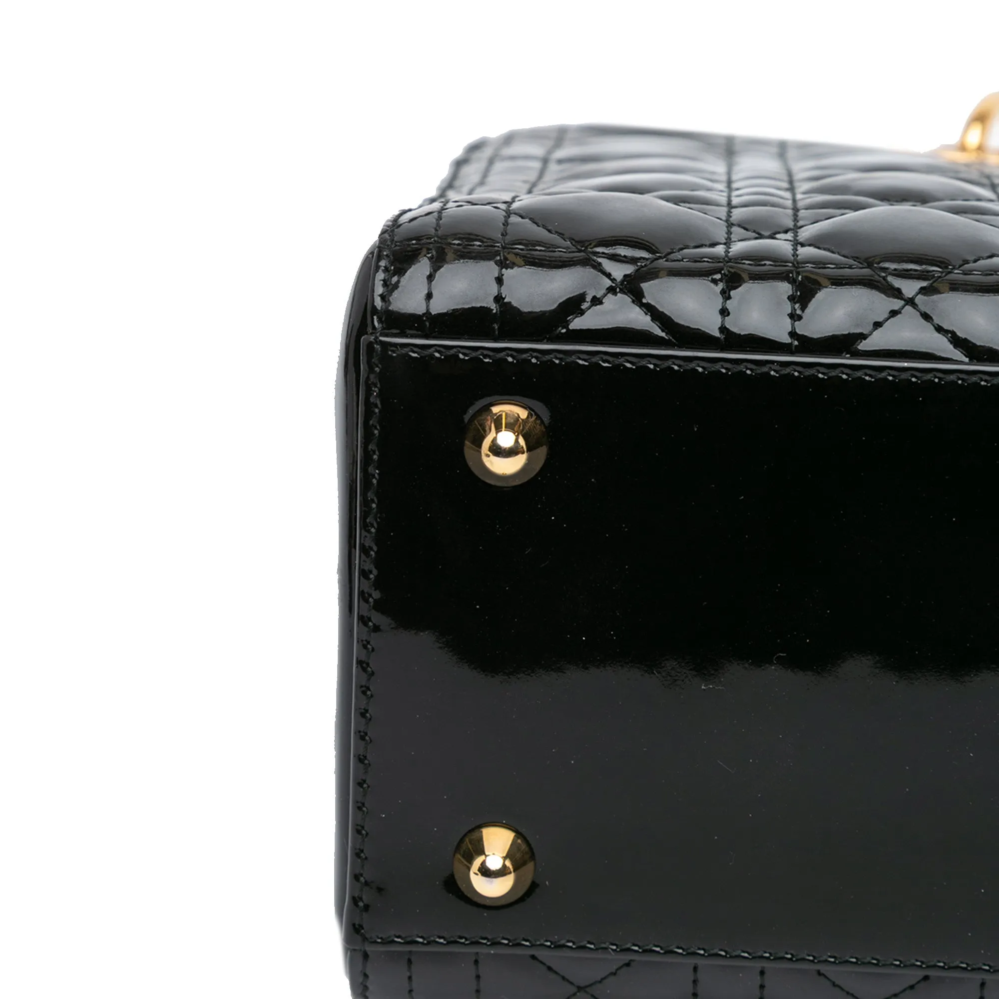 Black Dior Large Patent Cannage Lady Dior Satchel