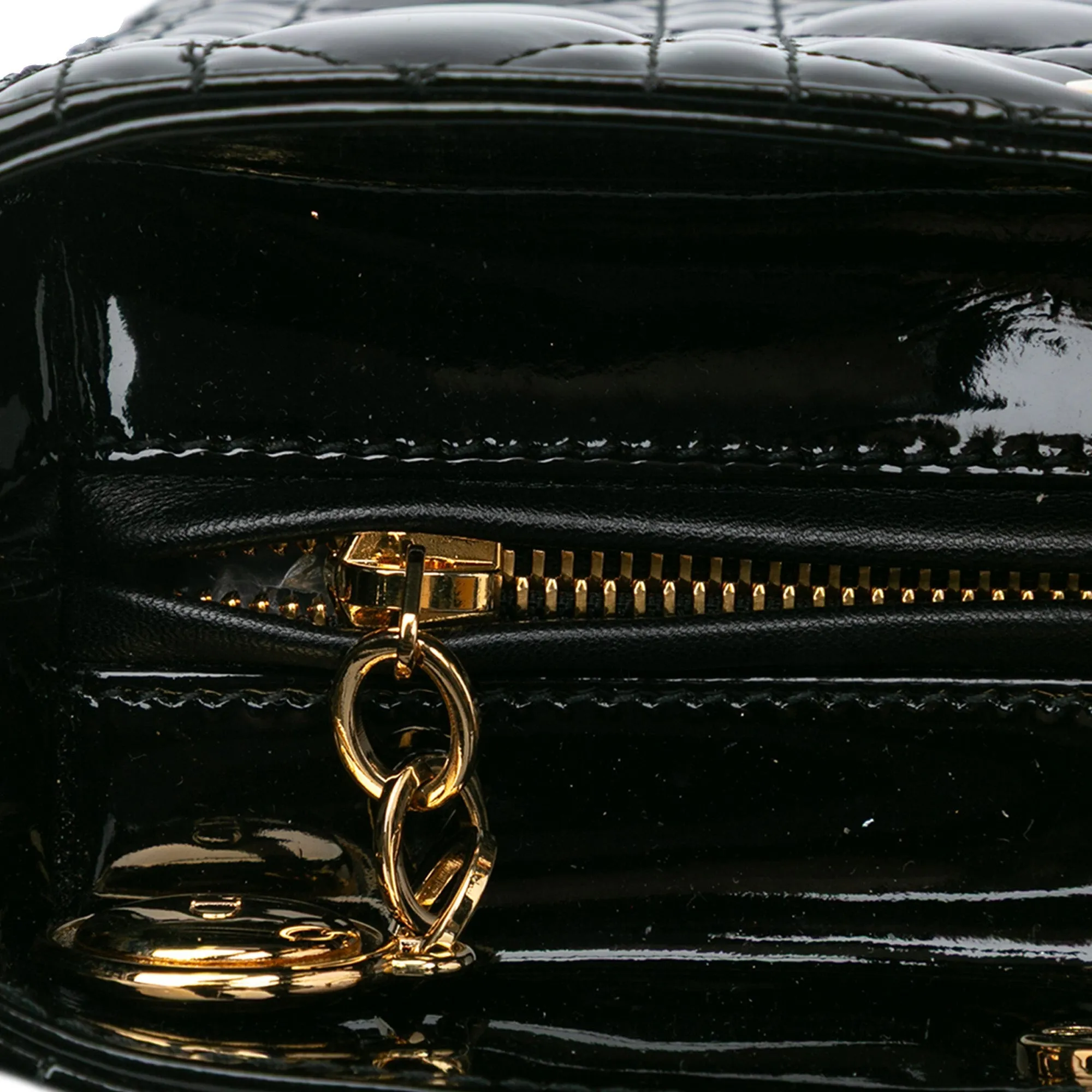Black Dior Large Patent Cannage Lady Dior Satchel
