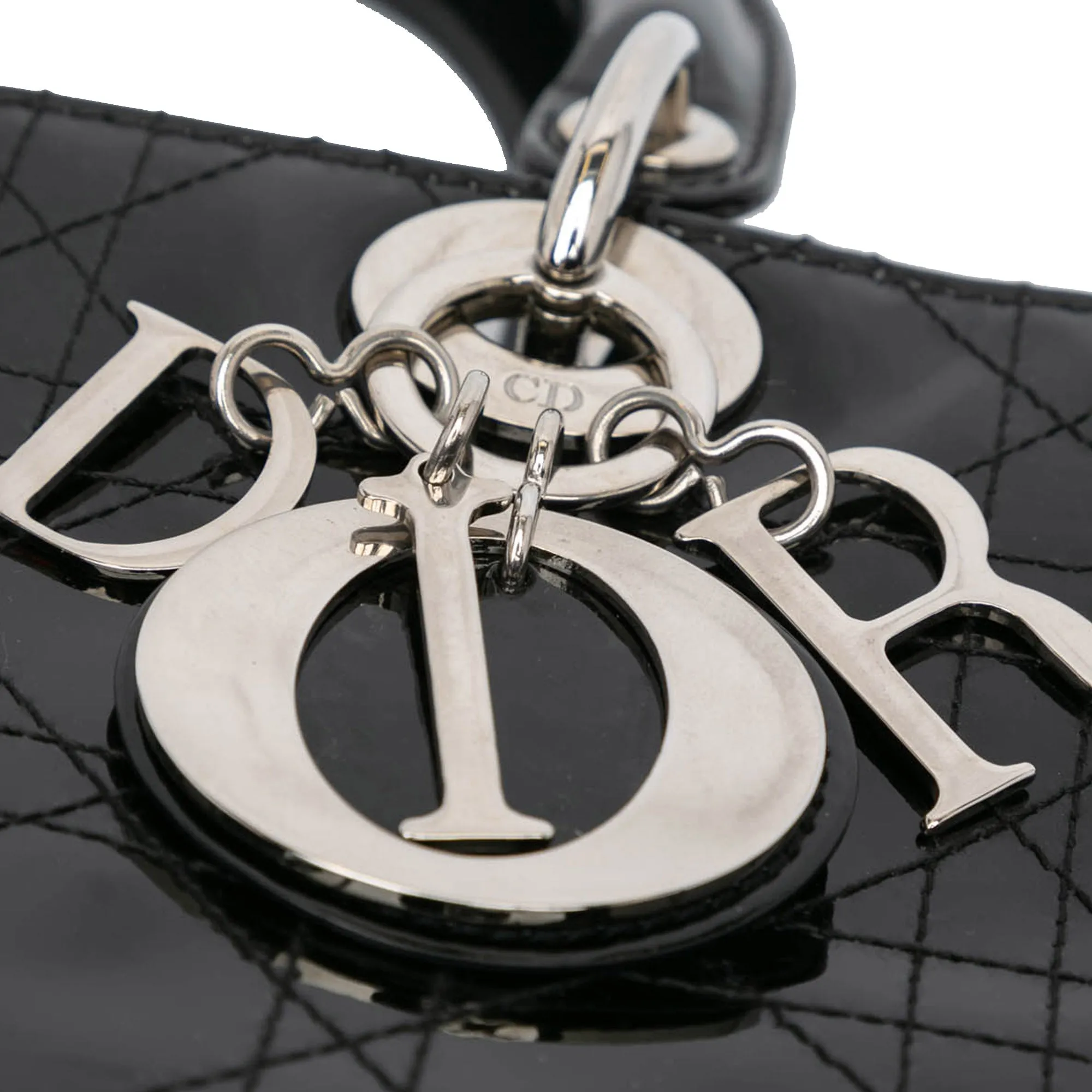 Black Dior Large Patent Cannage Lady Dior Satchel