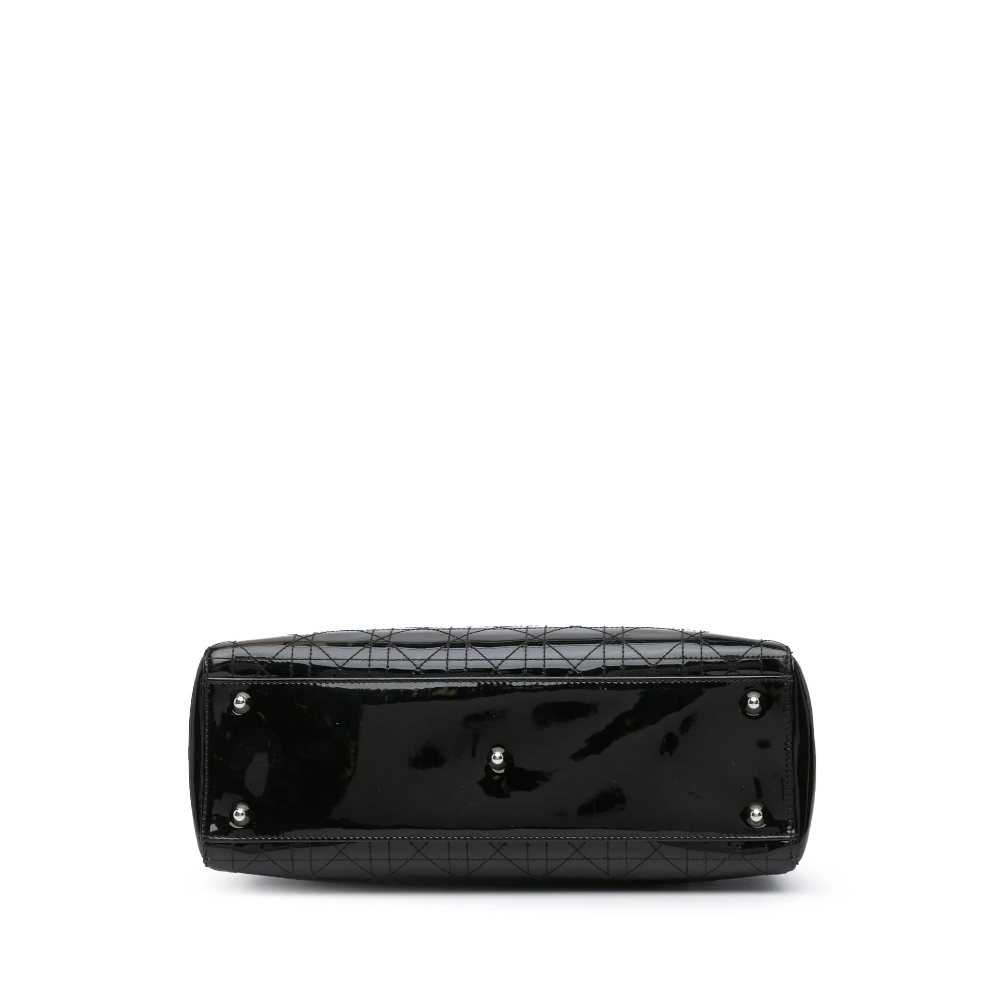 Black Dior Large Patent Cannage Lady Dior Satchel