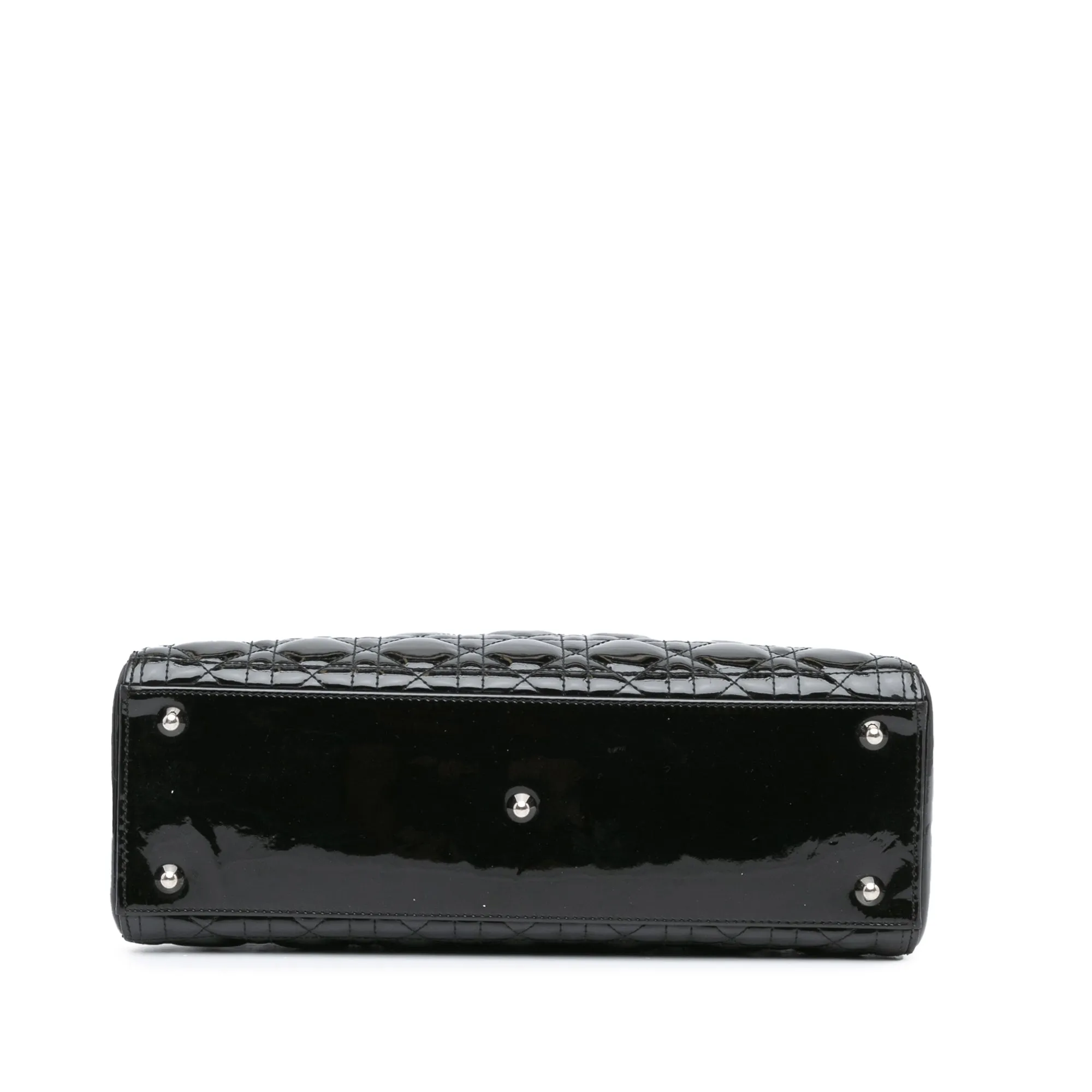 Black Dior Large Patent Cannage Lady Dior Satchel