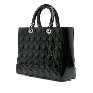 Black Dior Large Patent Cannage Lady Dior Satchel