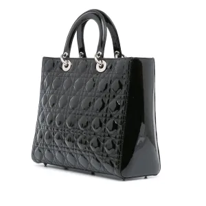Black Dior Large Patent Cannage Lady Dior Satchel
