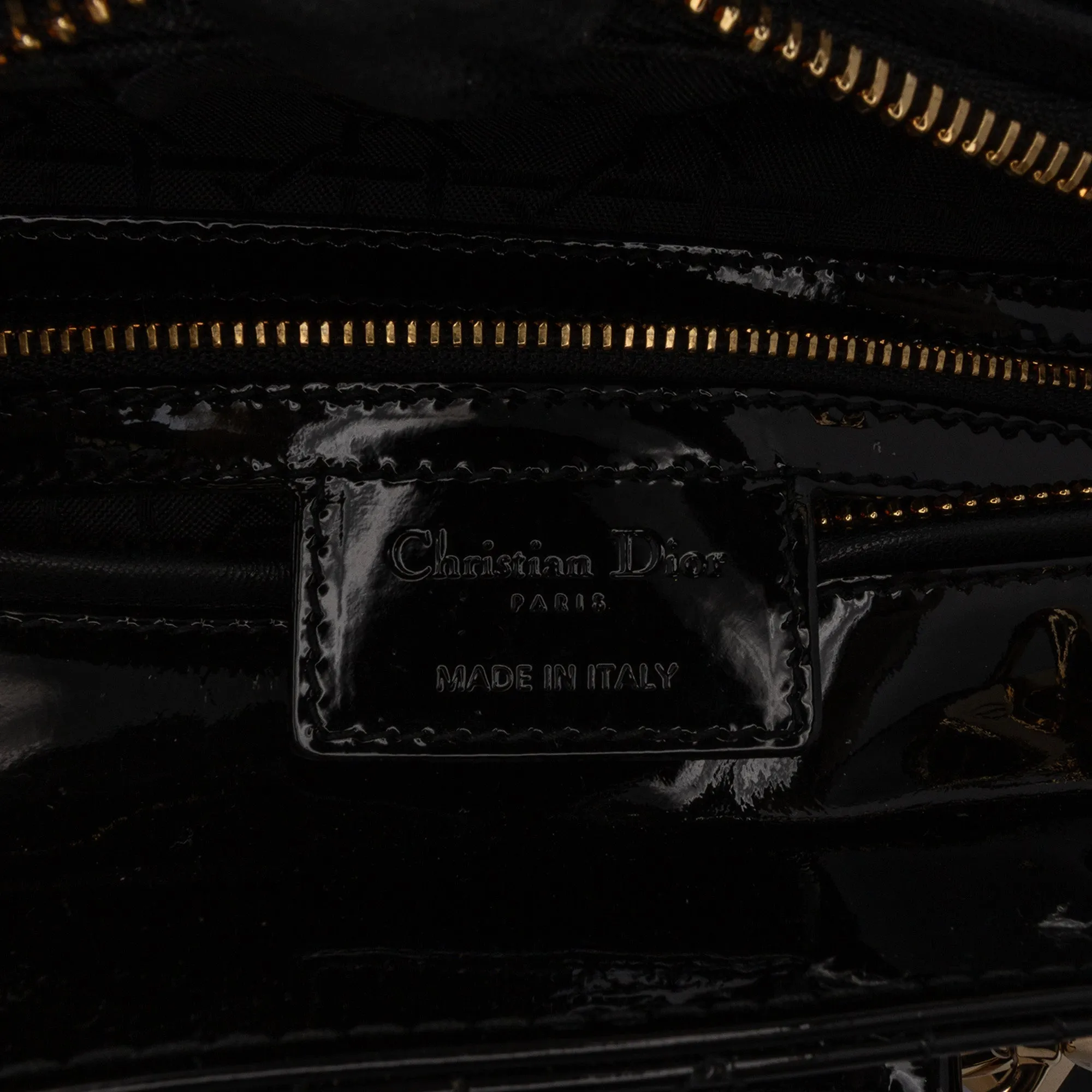 Black Dior Large Patent Cannage Lady Dior Satchel
