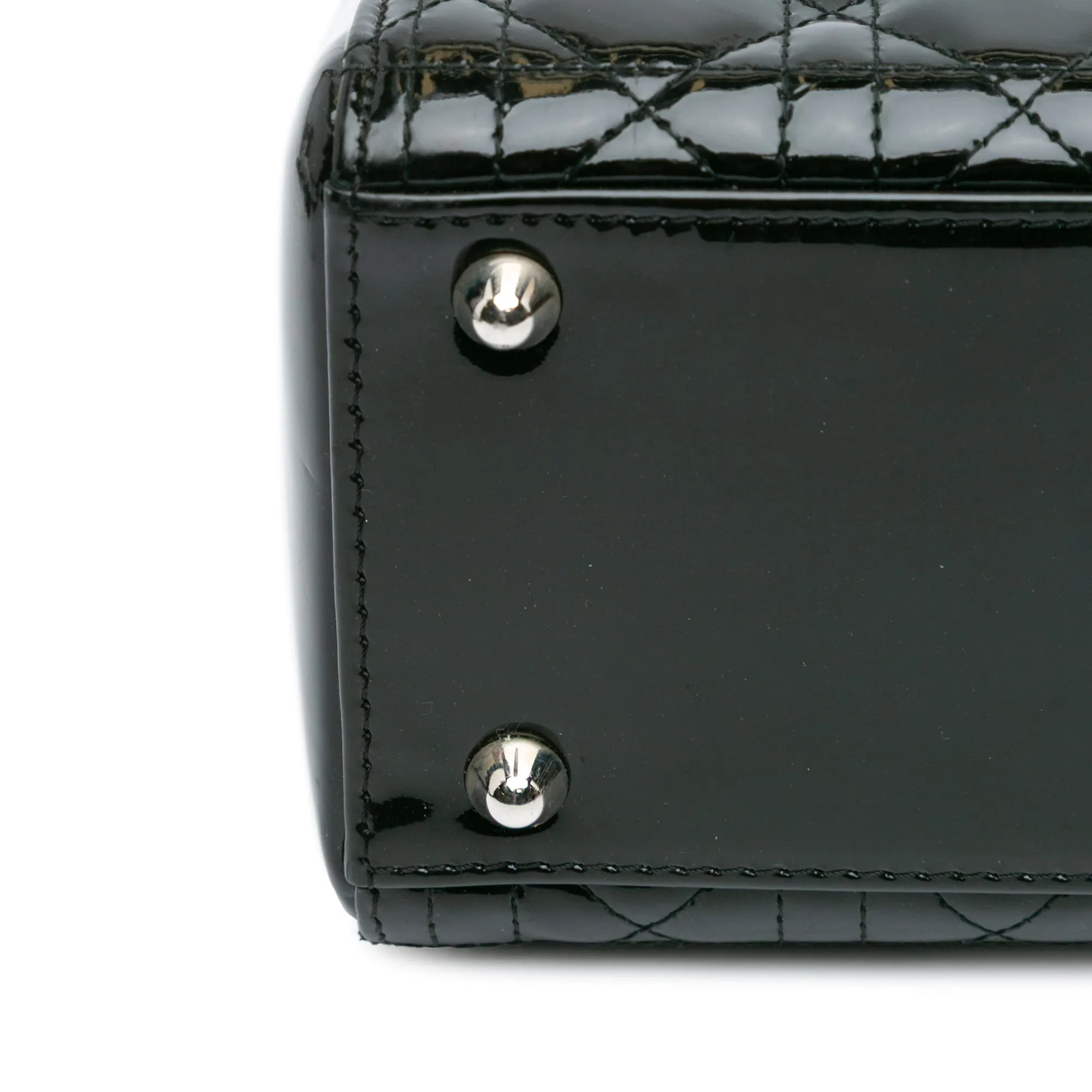 Black Dior Large Patent Cannage Lady Dior Satchel