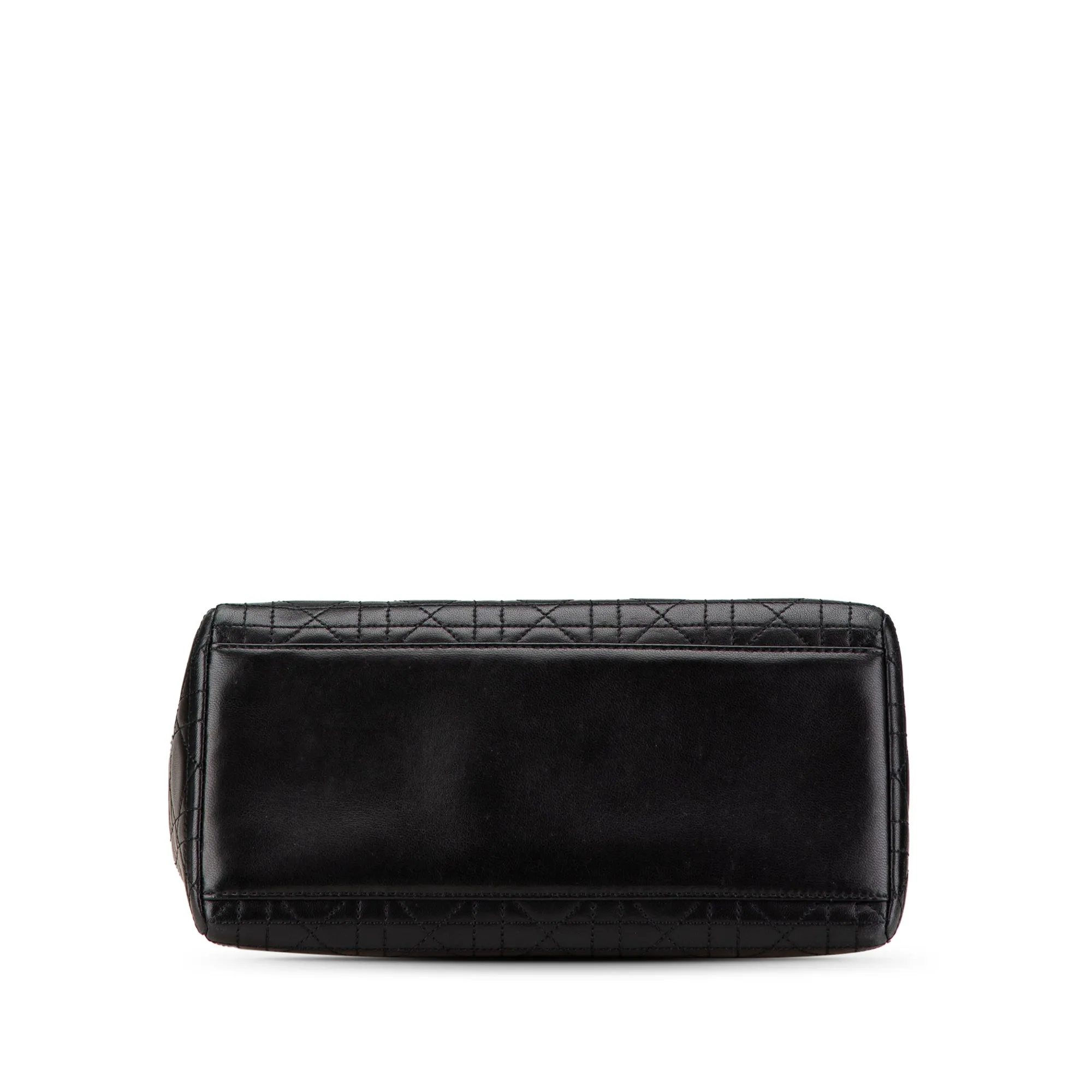 Black Dior Medium Lambskin Cannage Lady Dior Satchel