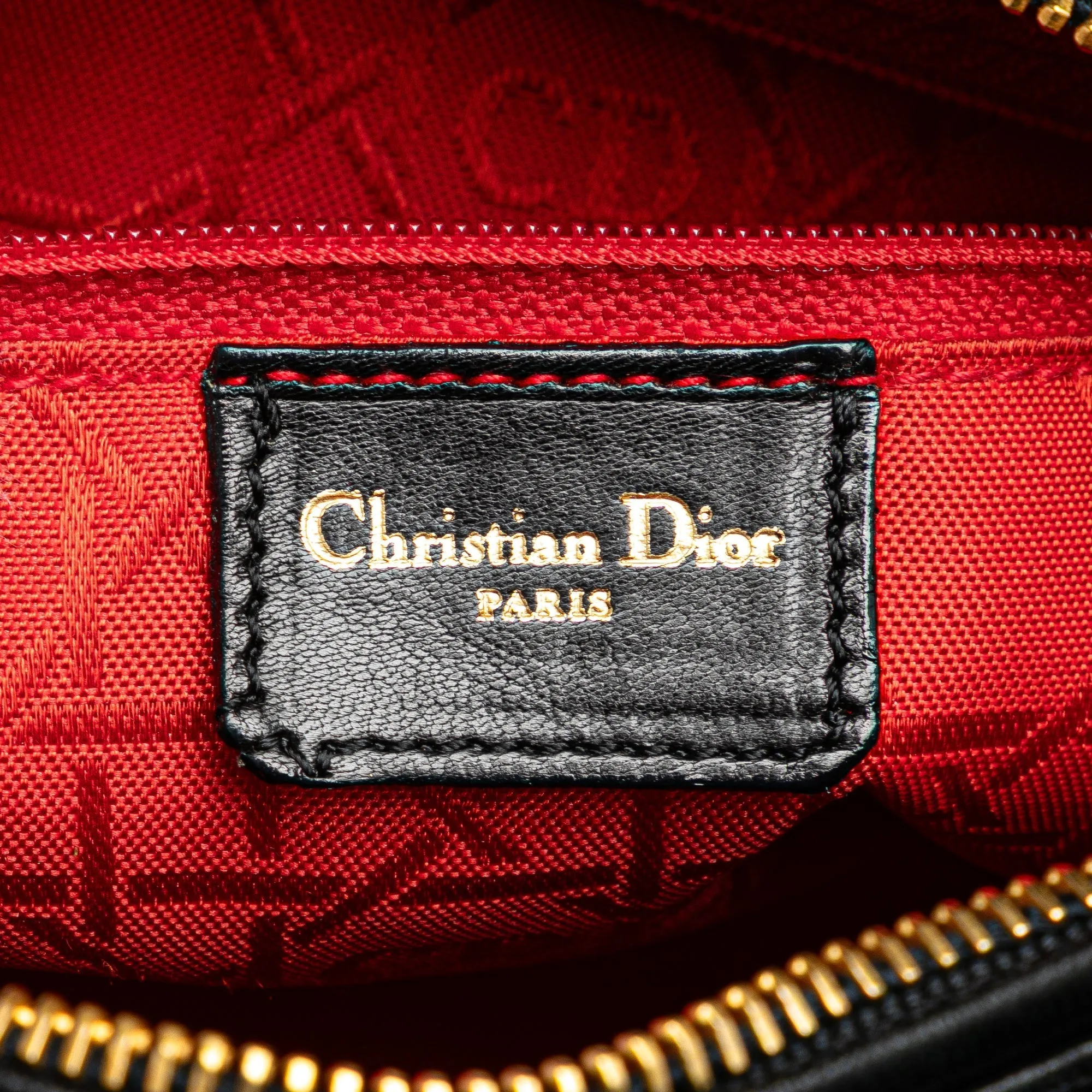Black Dior Medium Lambskin Cannage Lady Dior Satchel
