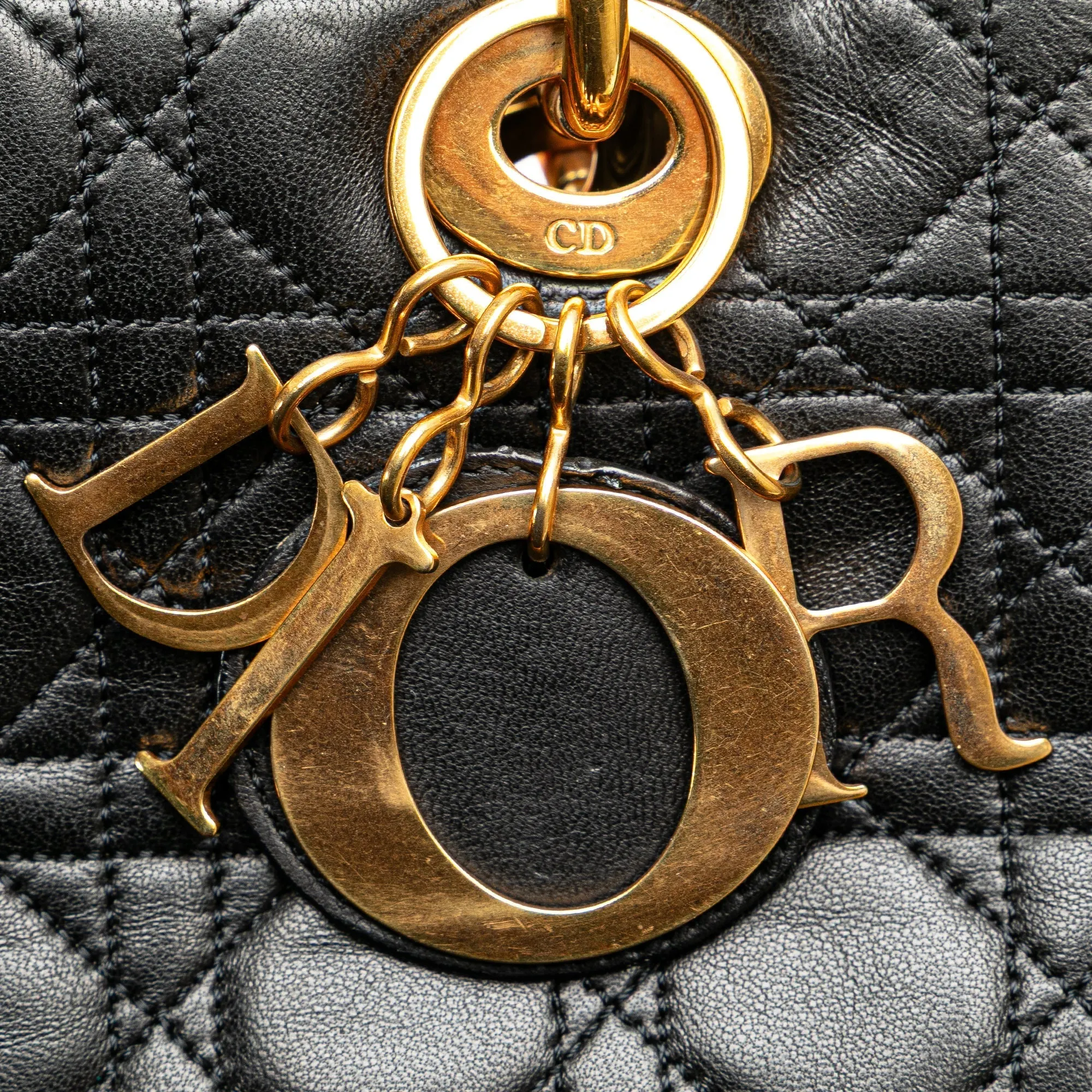 Black Dior Medium Lambskin Cannage Lady Dior Satchel