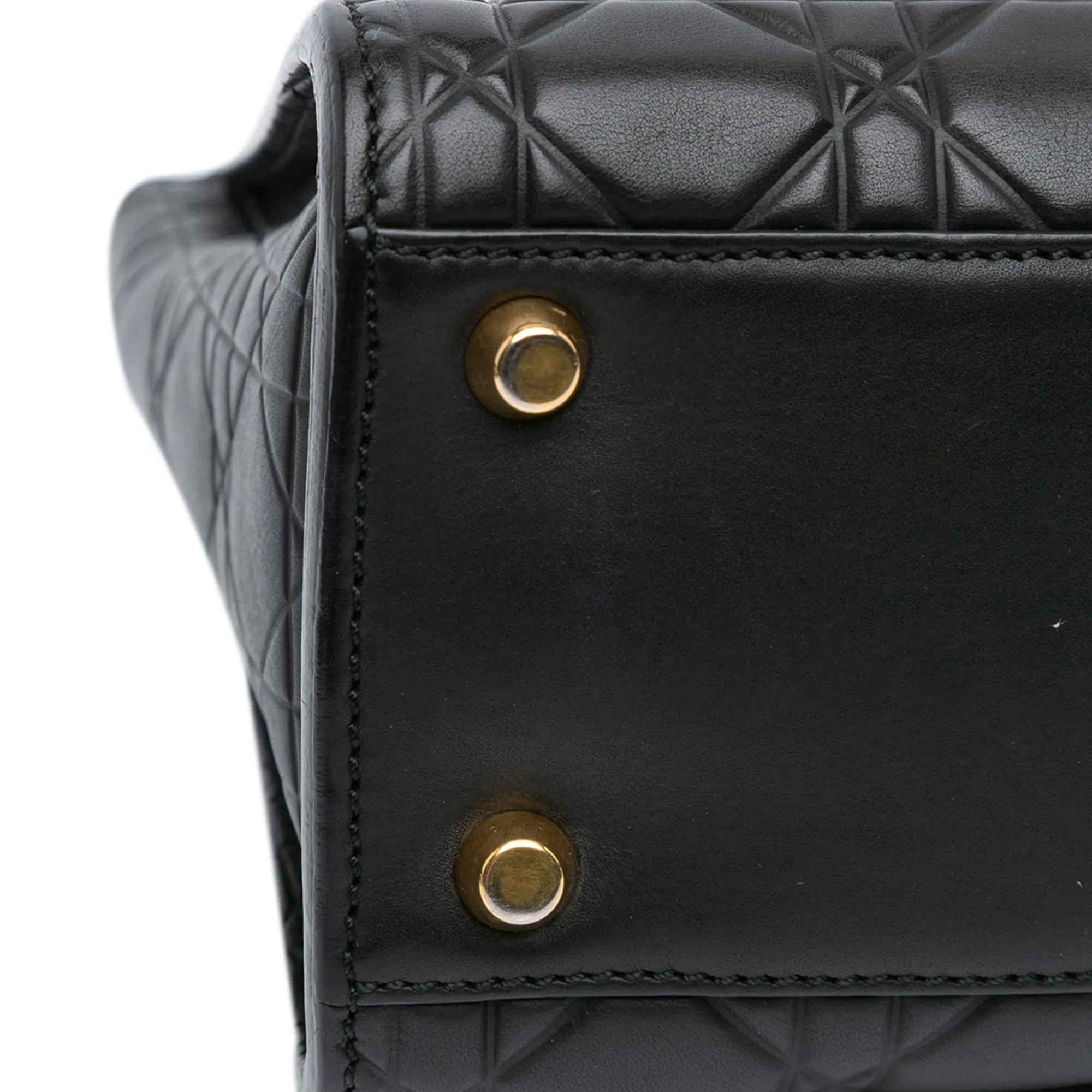 Black Dior Medium Lambskin Cannage Supple Lady Dior Satchel
