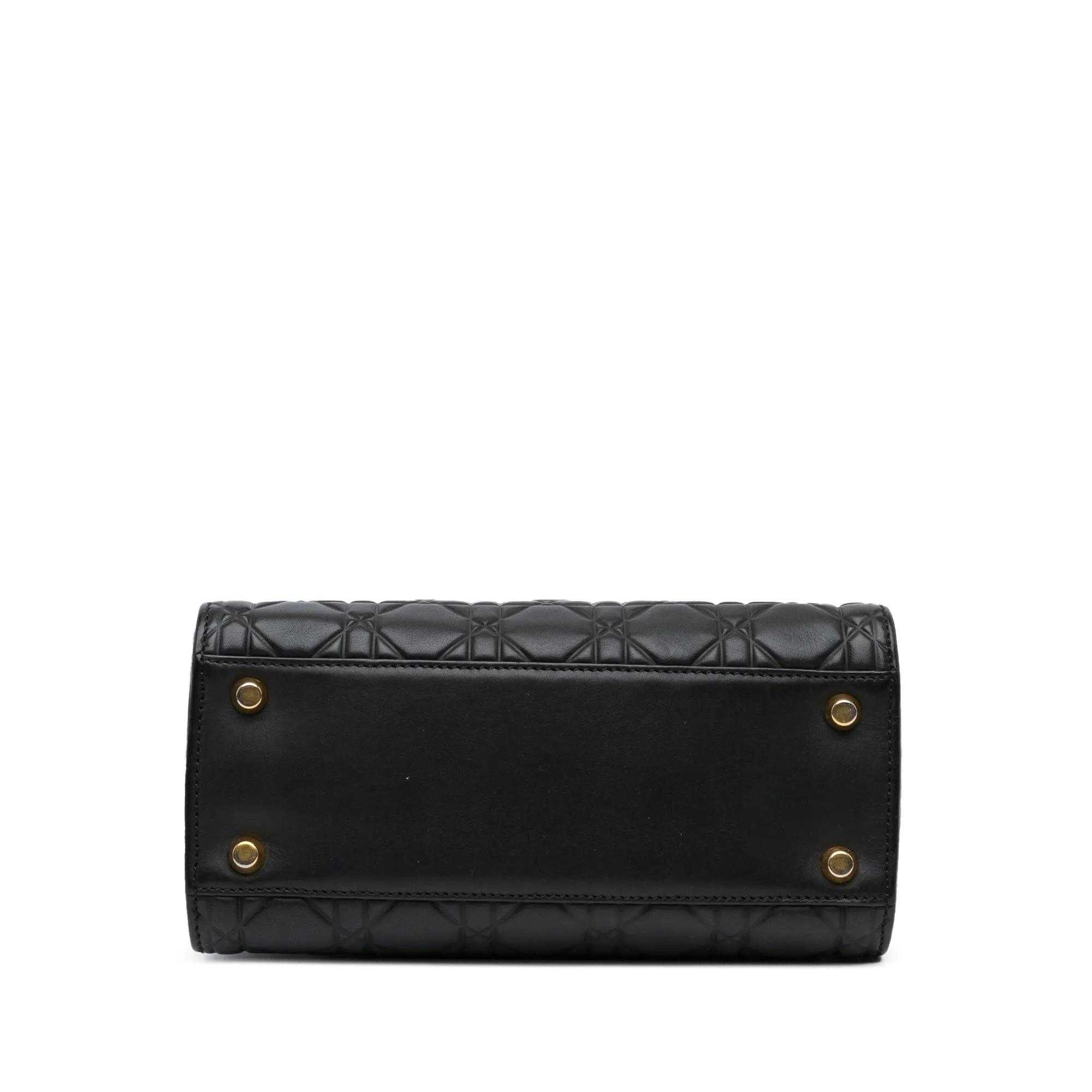 Black Dior Medium Lambskin Cannage Supple Lady Dior Satchel
