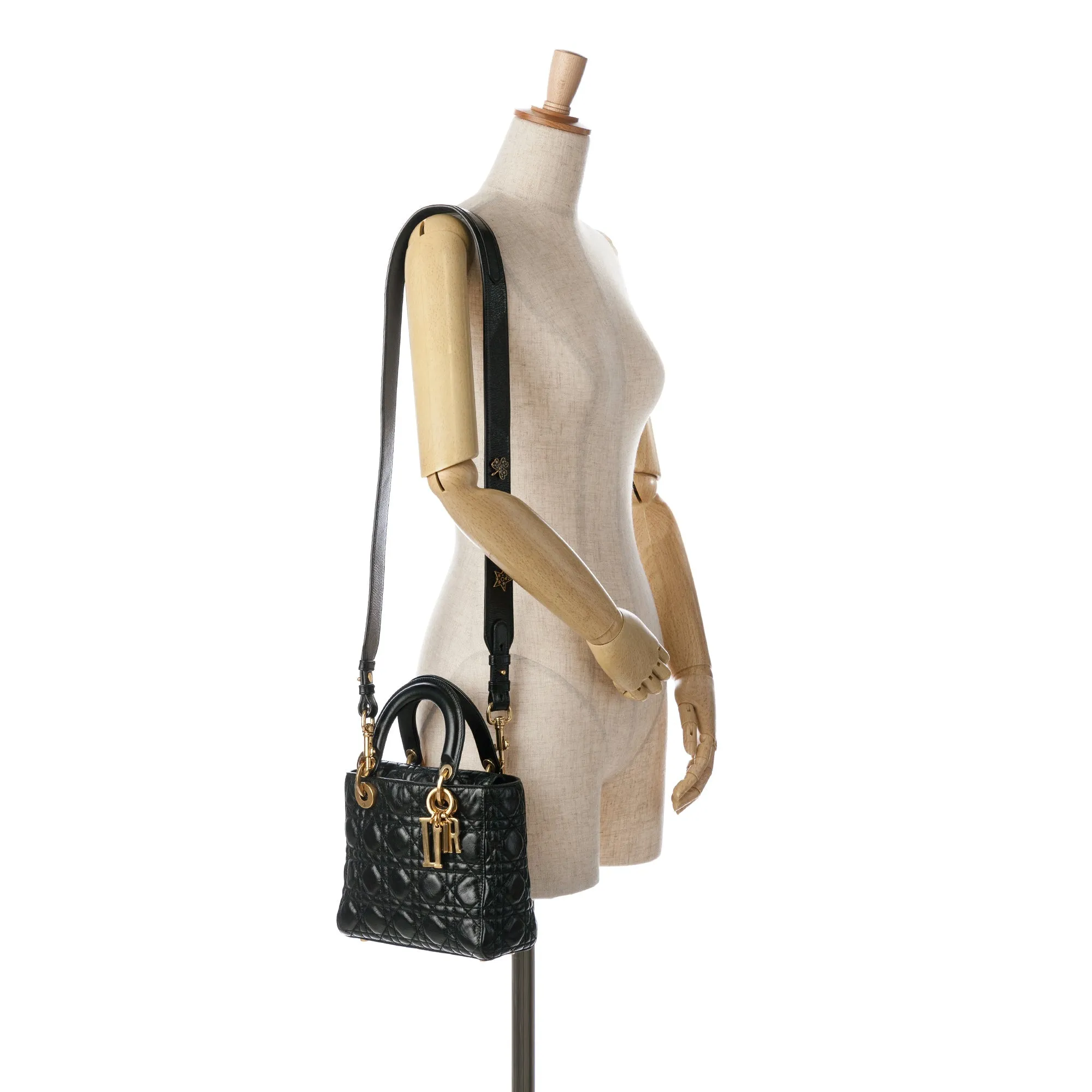 Black Dior Small Crinkled Patent Cannage Lucky Badges My Lady Dior Satchel