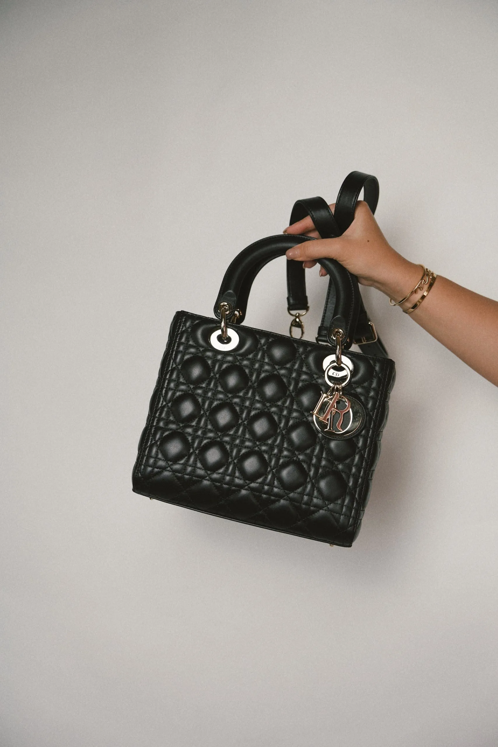 Black Lambskin Cannage Lady Dior Medium