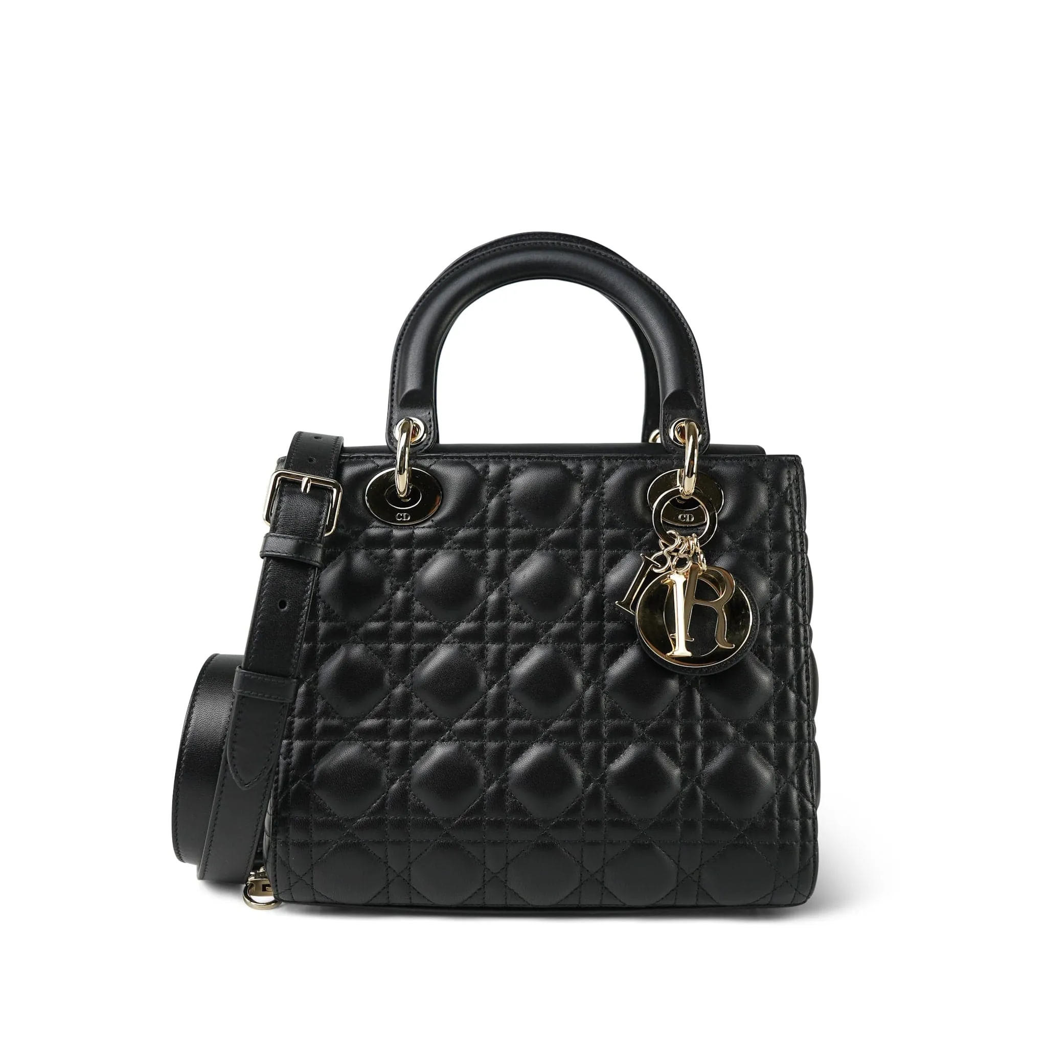 Black Lambskin Cannage Lady Dior Medium