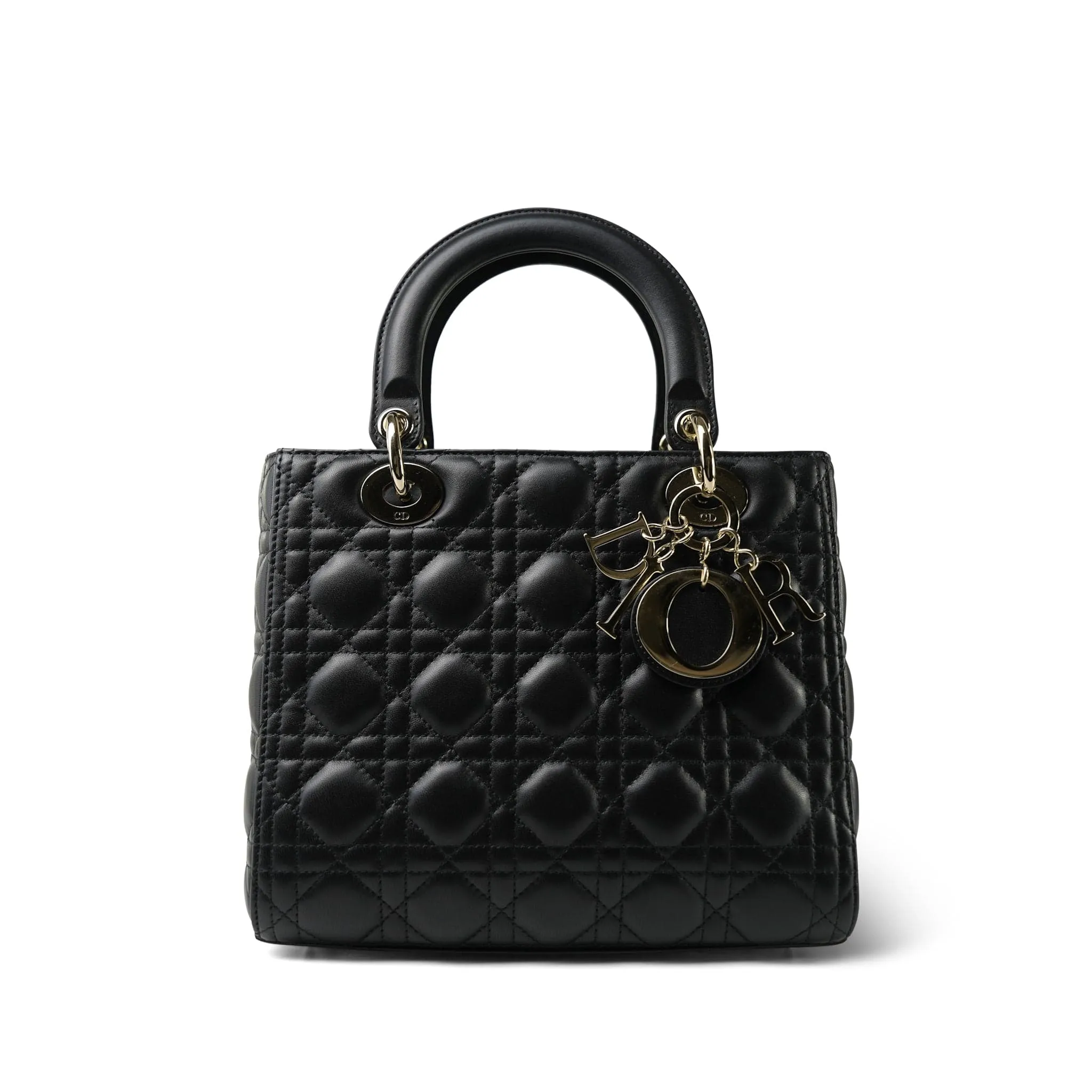 Black Lambskin Cannage Lady Dior Medium