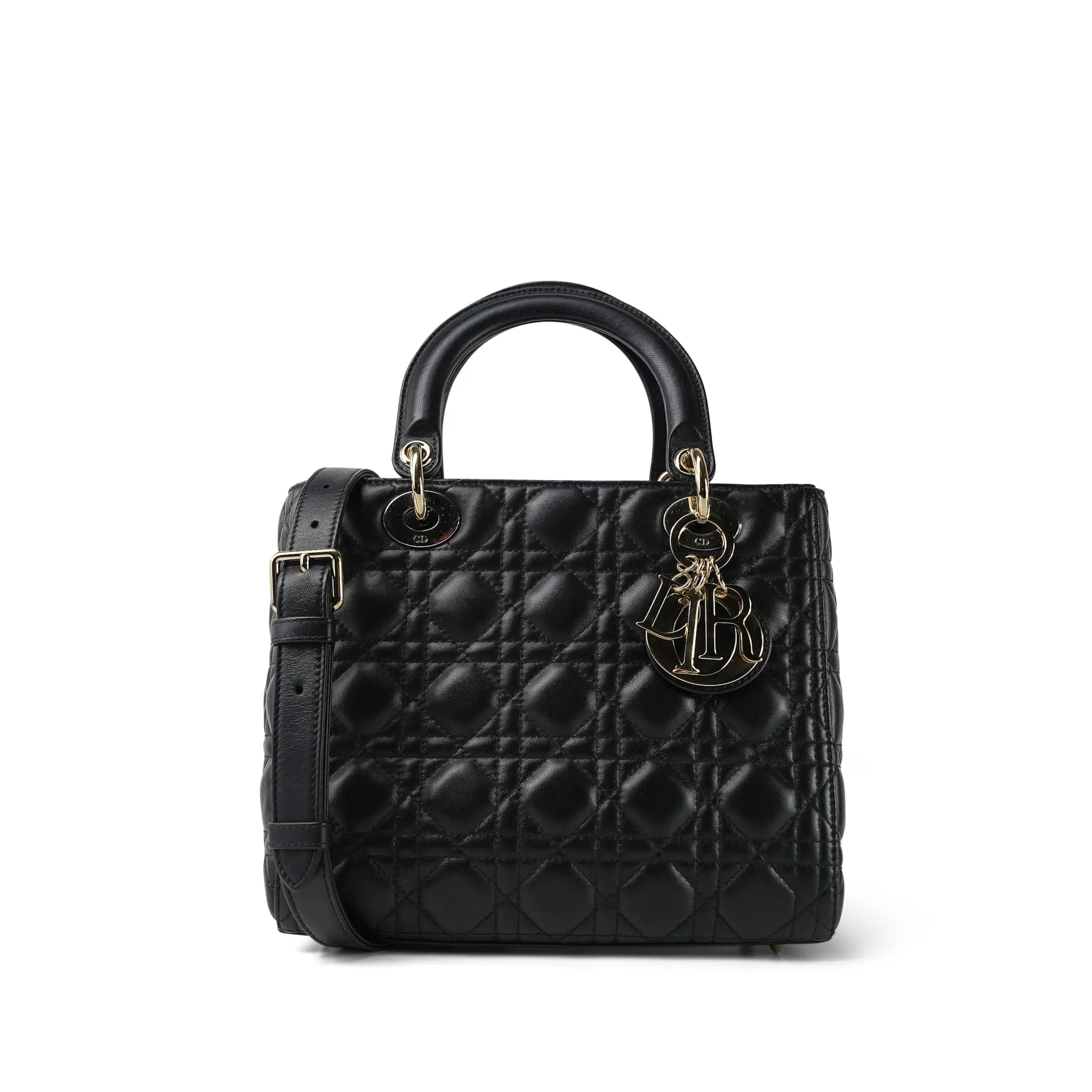 Black Lambskin Cannage Lady Dior Medium