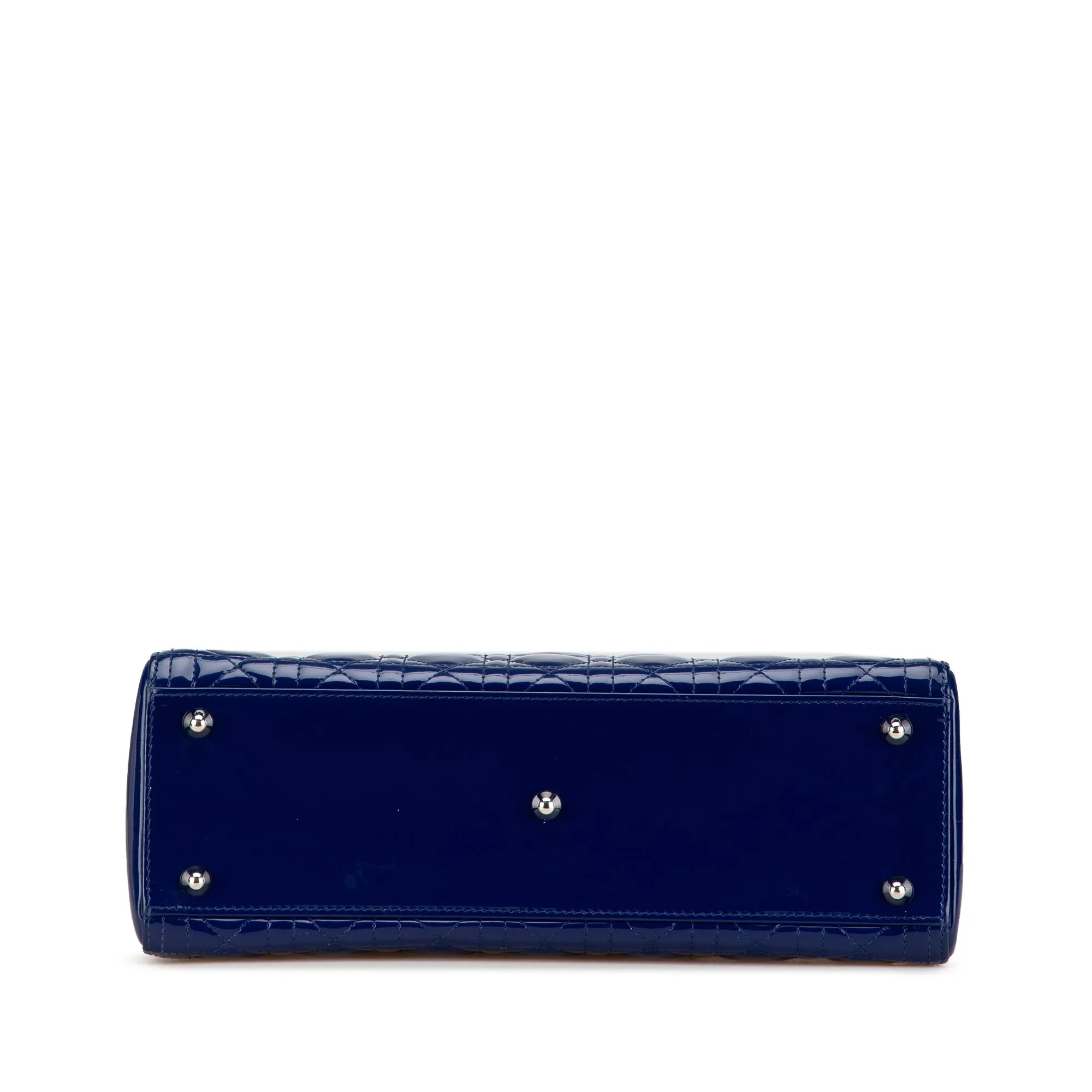 Blue Dior Large Patent Cannage Lady Dior Satchel