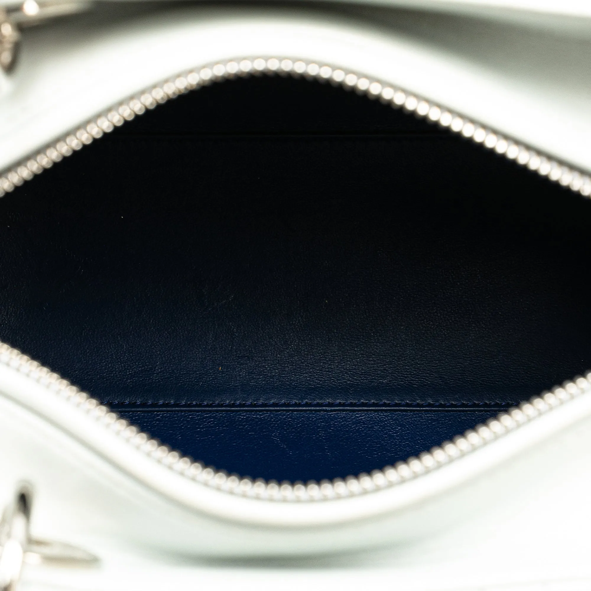 Blue Dior Medium Calfskin Embroidered Flower Lady Dior Satchel