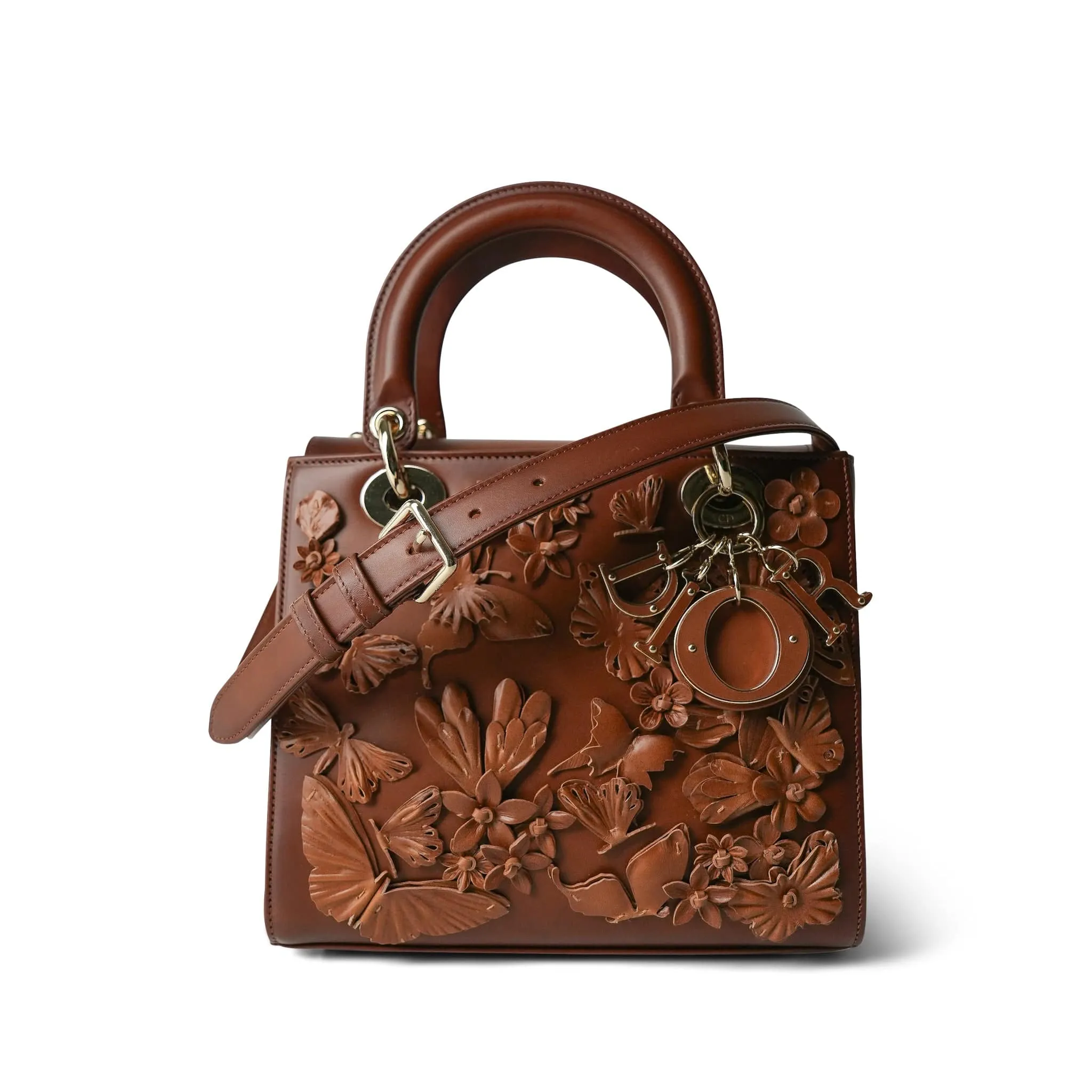 Brown Butterfly Flower Lady Dior Medium