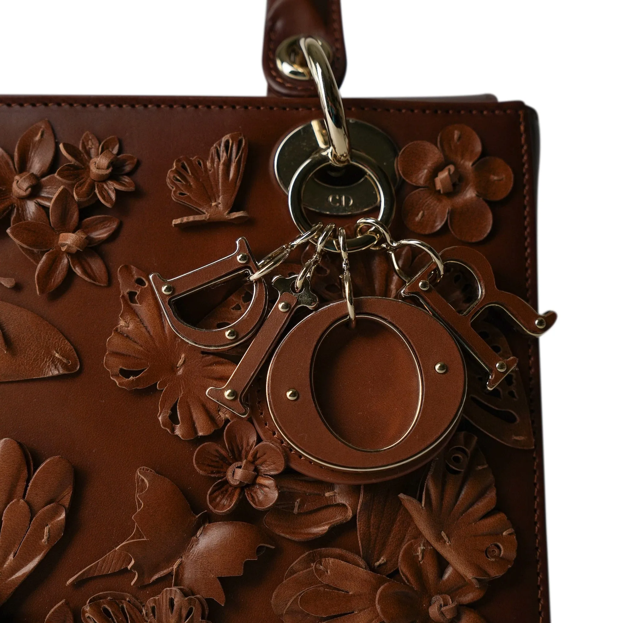 Brown Butterfly Flower Lady Dior Medium