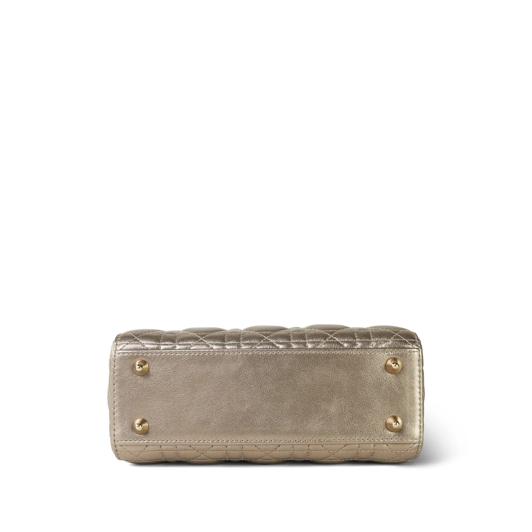 Champagne Metallic Lady Dior Calfskin Medium