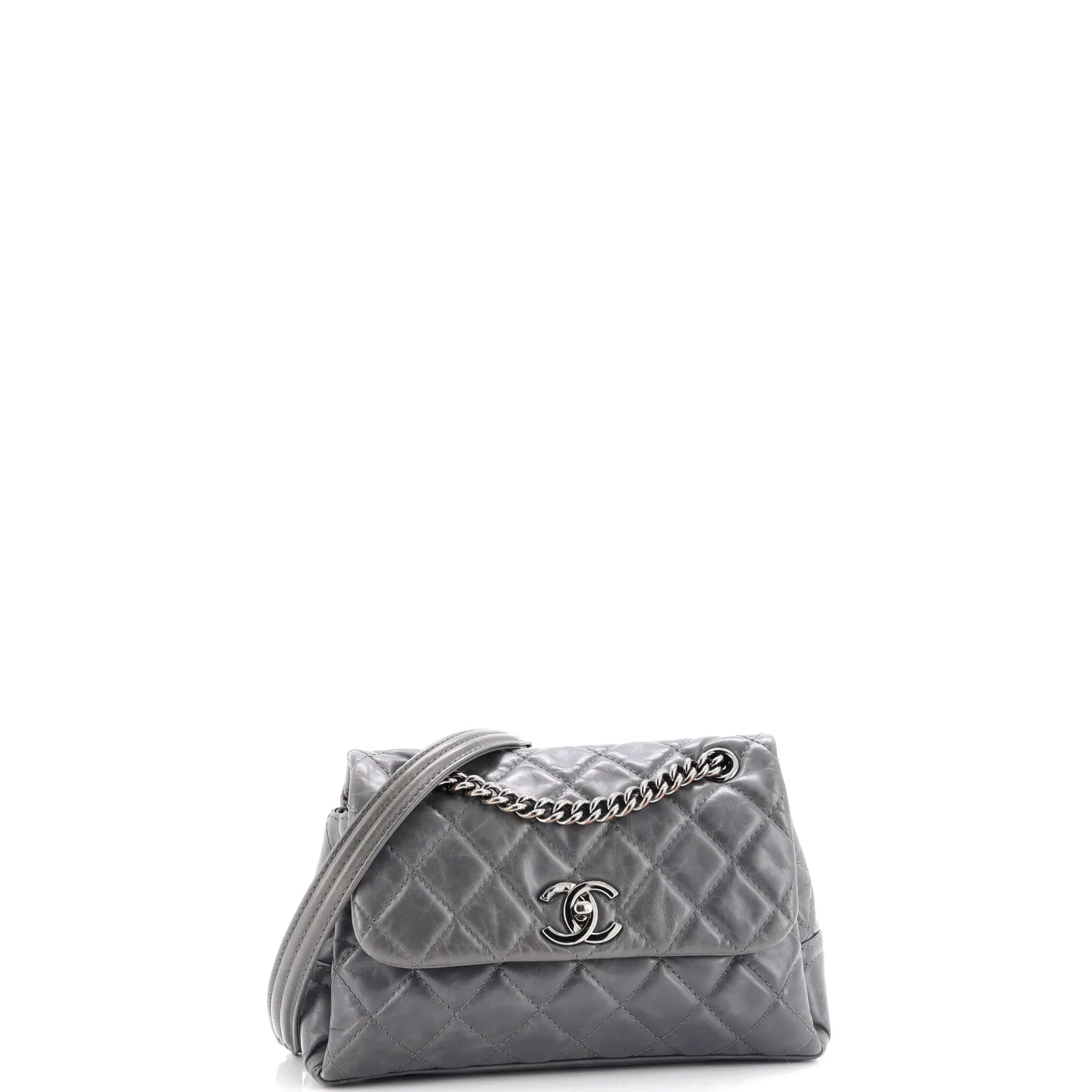 Chanel Aged Chain 3 Compartment Cc Flap