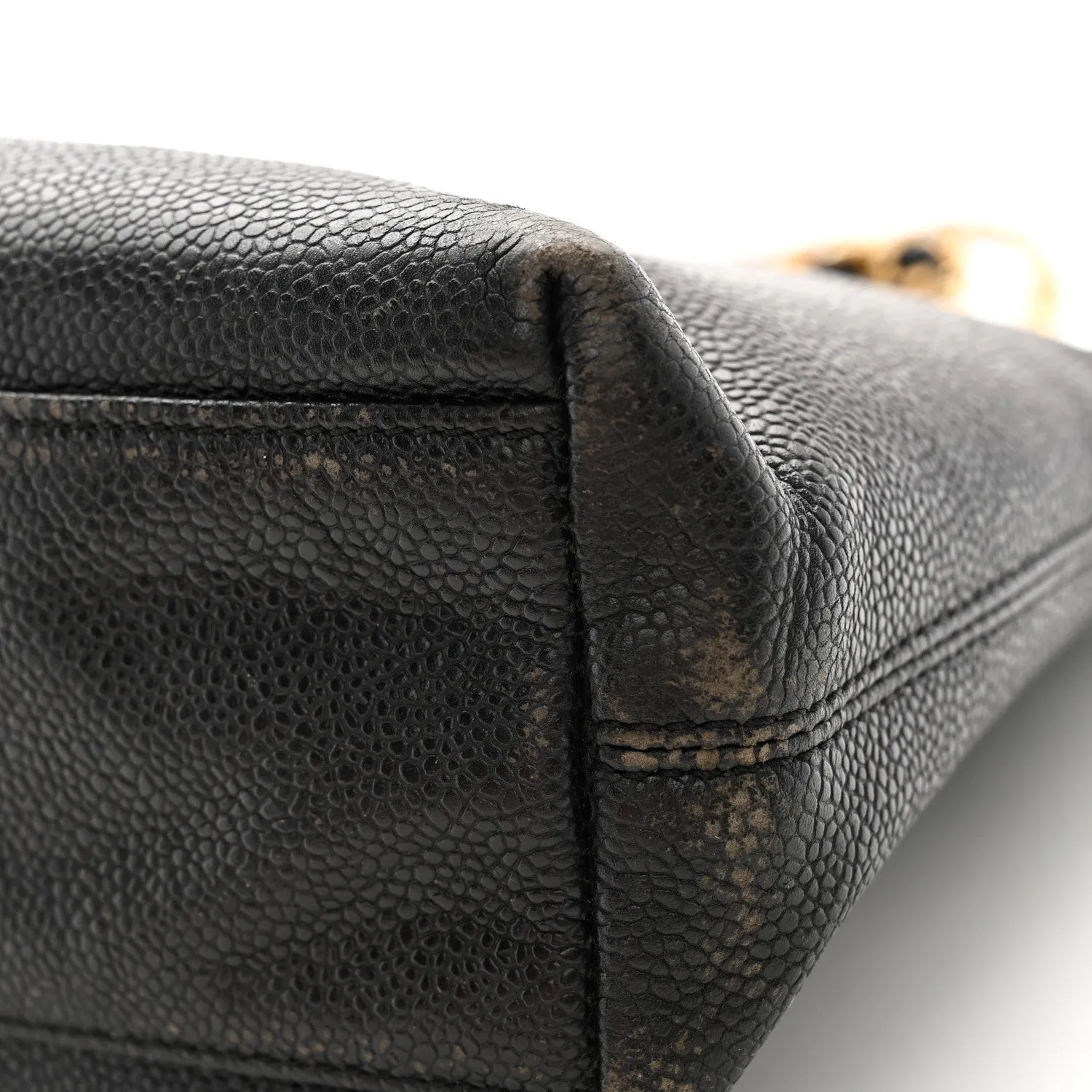 Chanel Caviar Logo Shoulder Bag Black