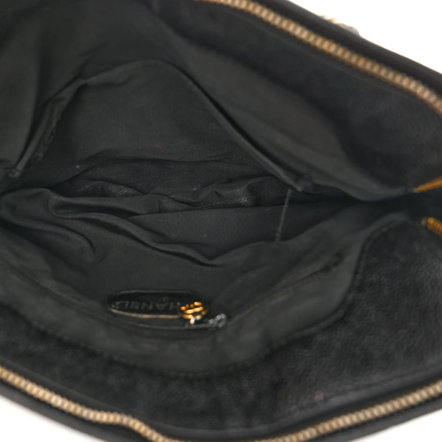 Chanel Caviar Logo Shoulder Bag Black