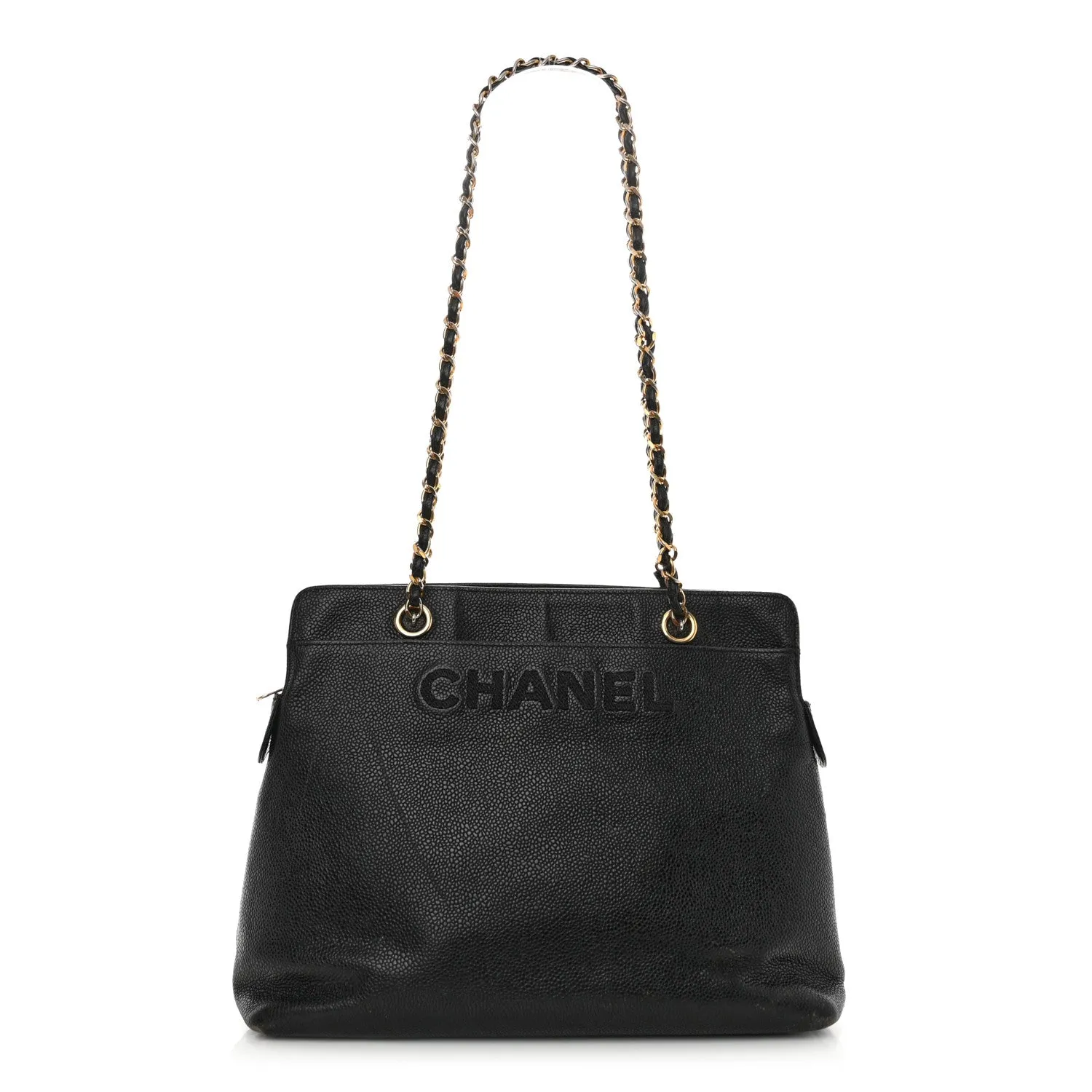 Chanel Caviar Logo Shoulder Bag Black