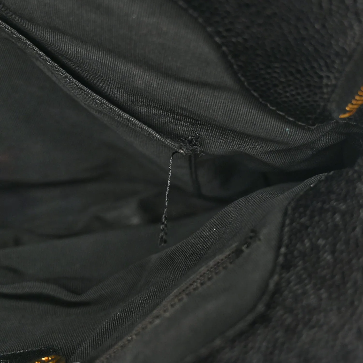 Chanel Caviar Logo Shoulder Bag Black