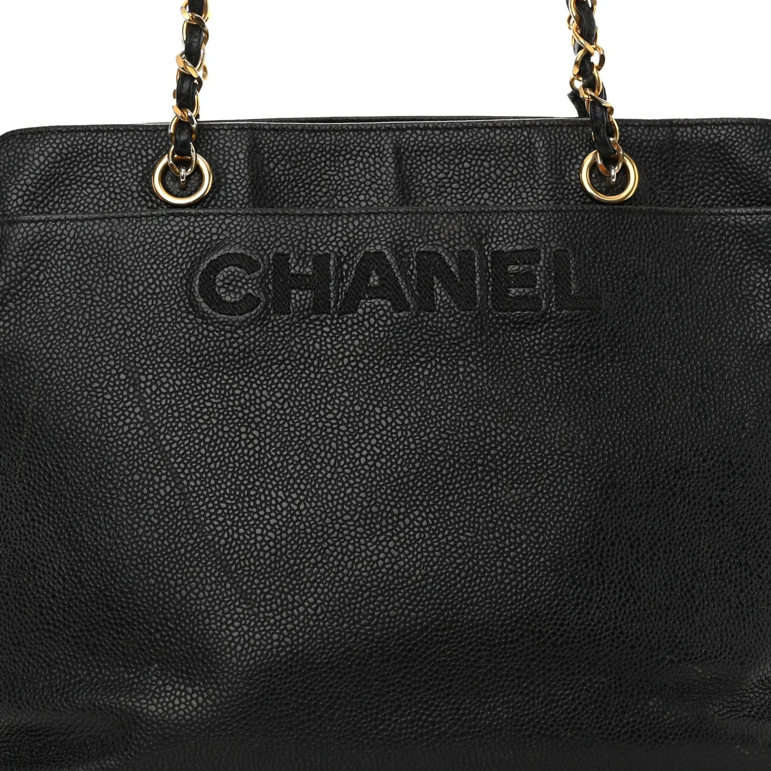 Chanel Caviar Logo Shoulder Bag Black