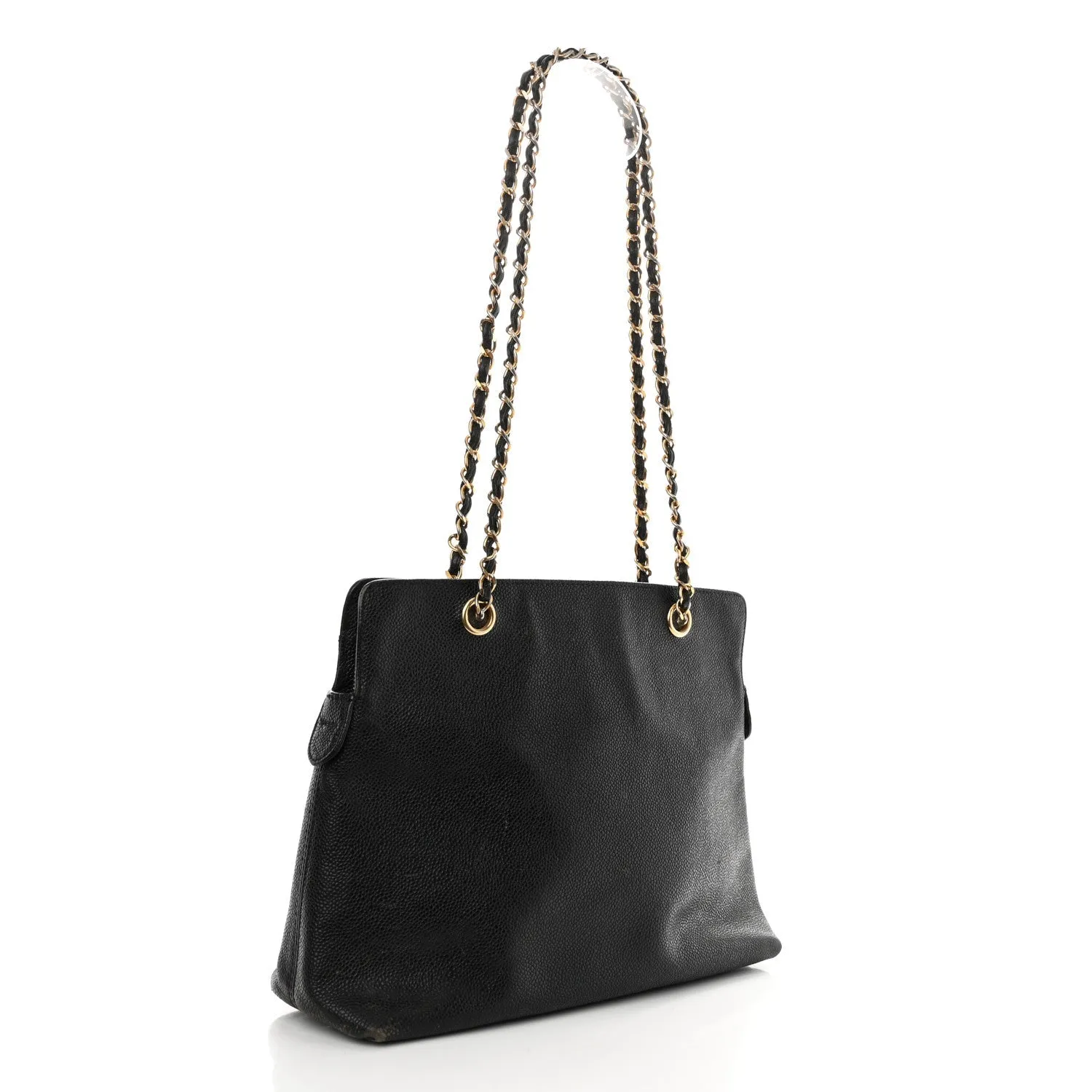 Chanel Caviar Logo Shoulder Bag Black