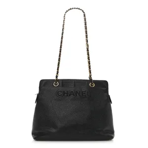 Chanel Caviar Logo Shoulder Bag Black