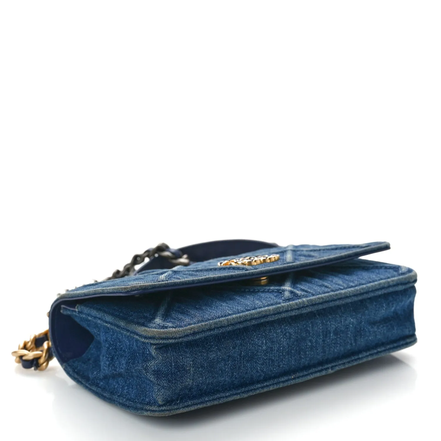 Chanel Denim Quilted 19 Wallet On Chain