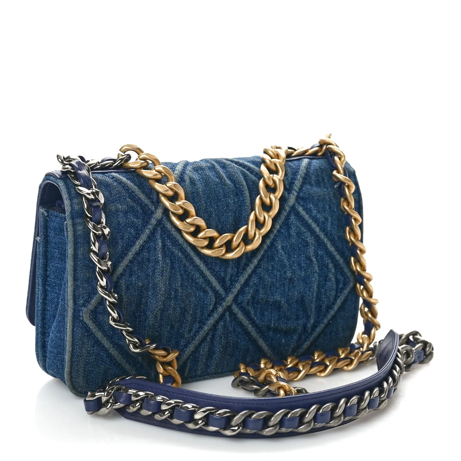 Chanel Denim Quilted 19 Wallet On Chain