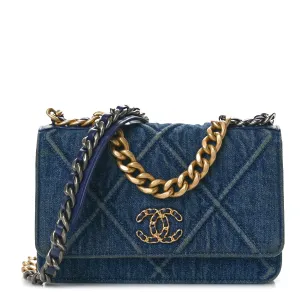 Chanel Denim Quilted 19 Wallet On Chain