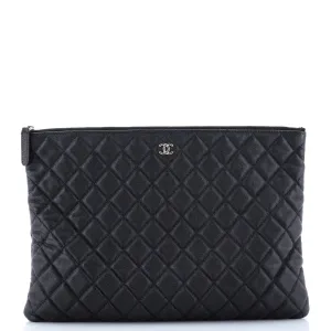 Chanel O Case Clutch Quilted Caviar