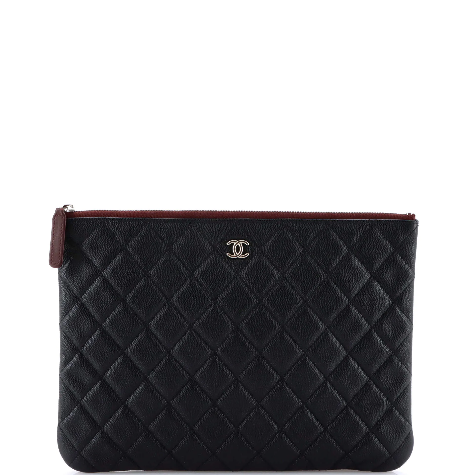 Chanel O Case Clutch Quilted Caviar