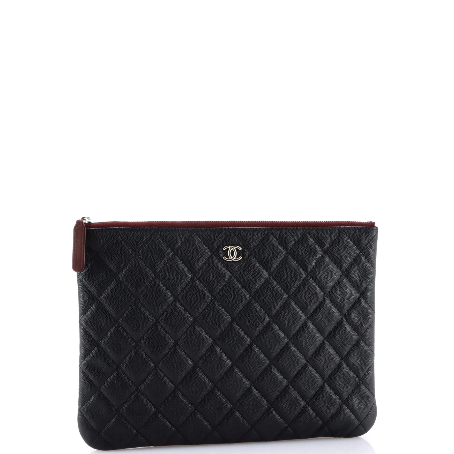 Chanel O Case Clutch Quilted Caviar