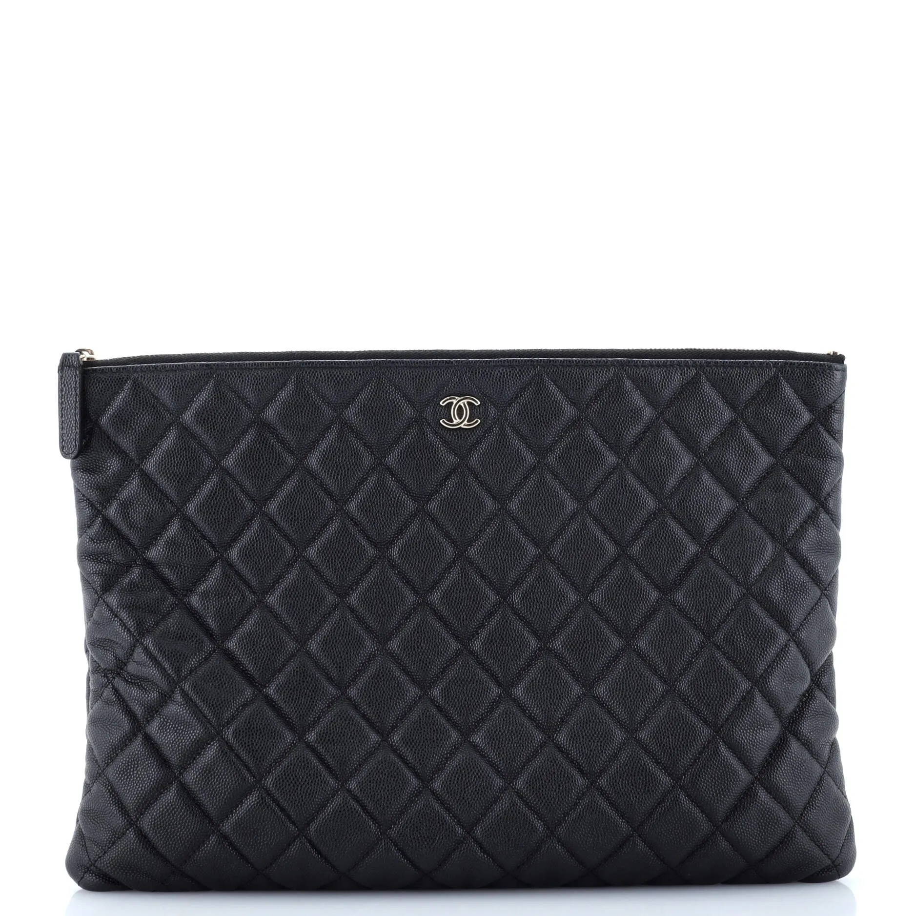 Chanel O Case Clutch Quilted Caviar