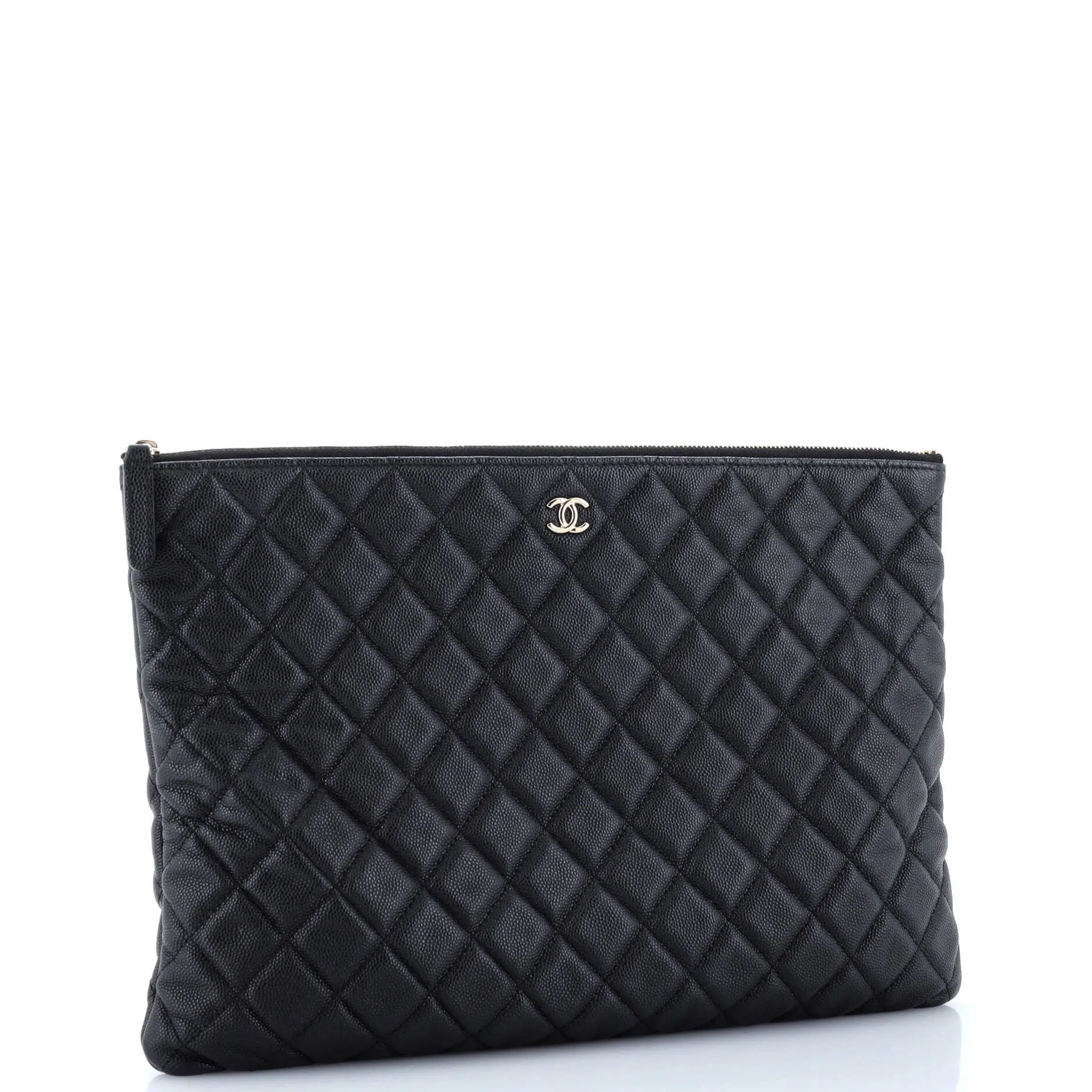Chanel O Case Clutch Quilted Caviar