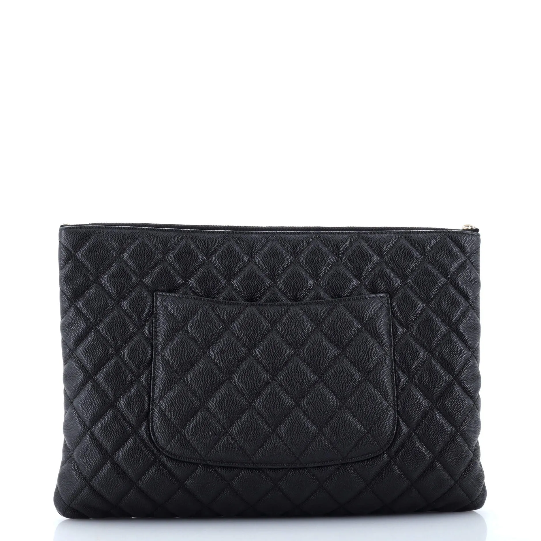 Chanel O Case Clutch Quilted Caviar