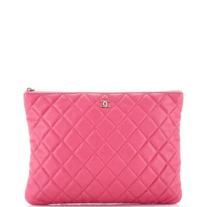 Chanel O Case Clutch Quilted Caviar