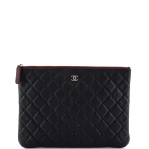 Chanel O Case Clutch Quilted Caviar
